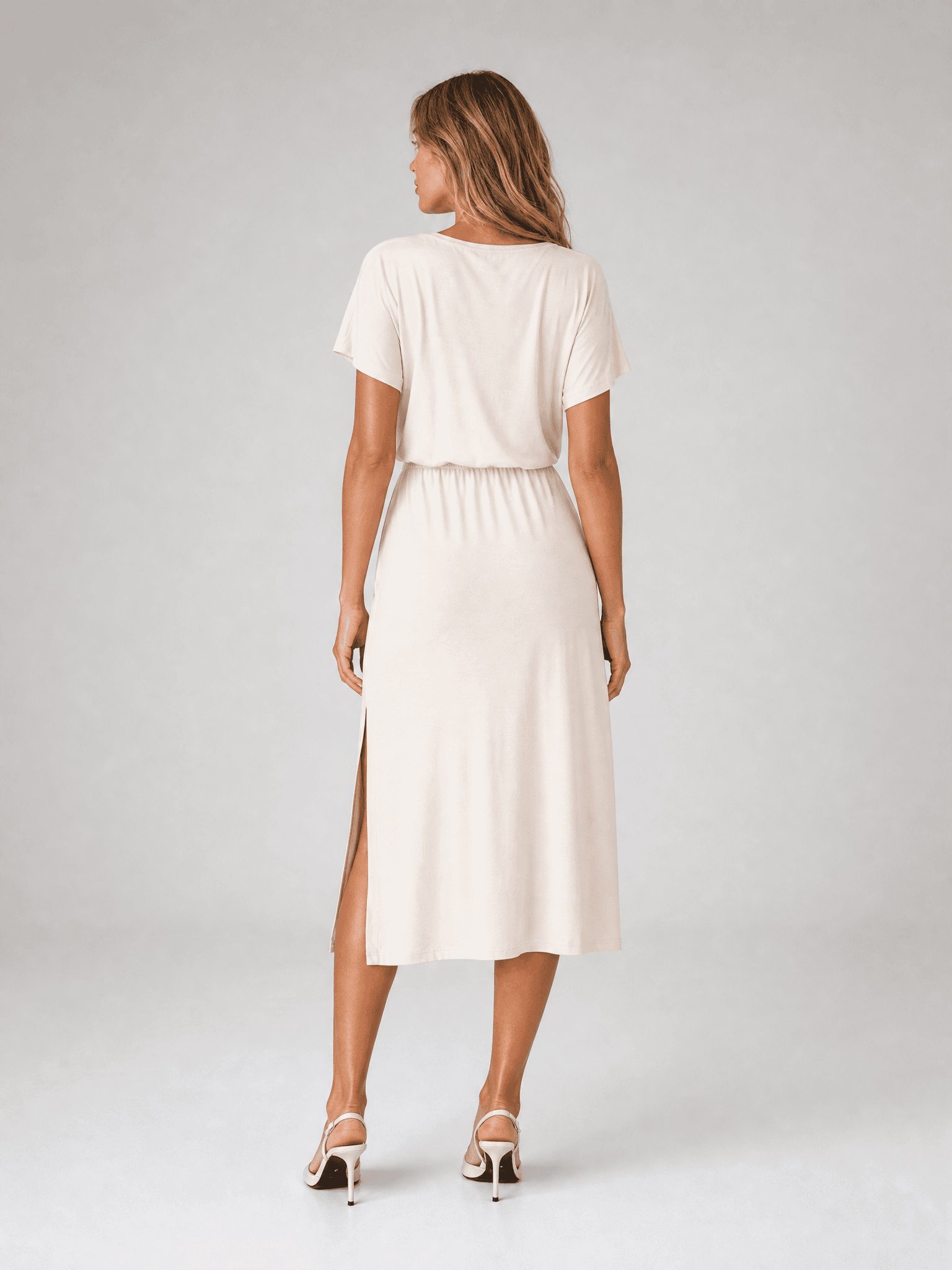 Rosa Cream Modal Short-Sleeve Dress — photo 4