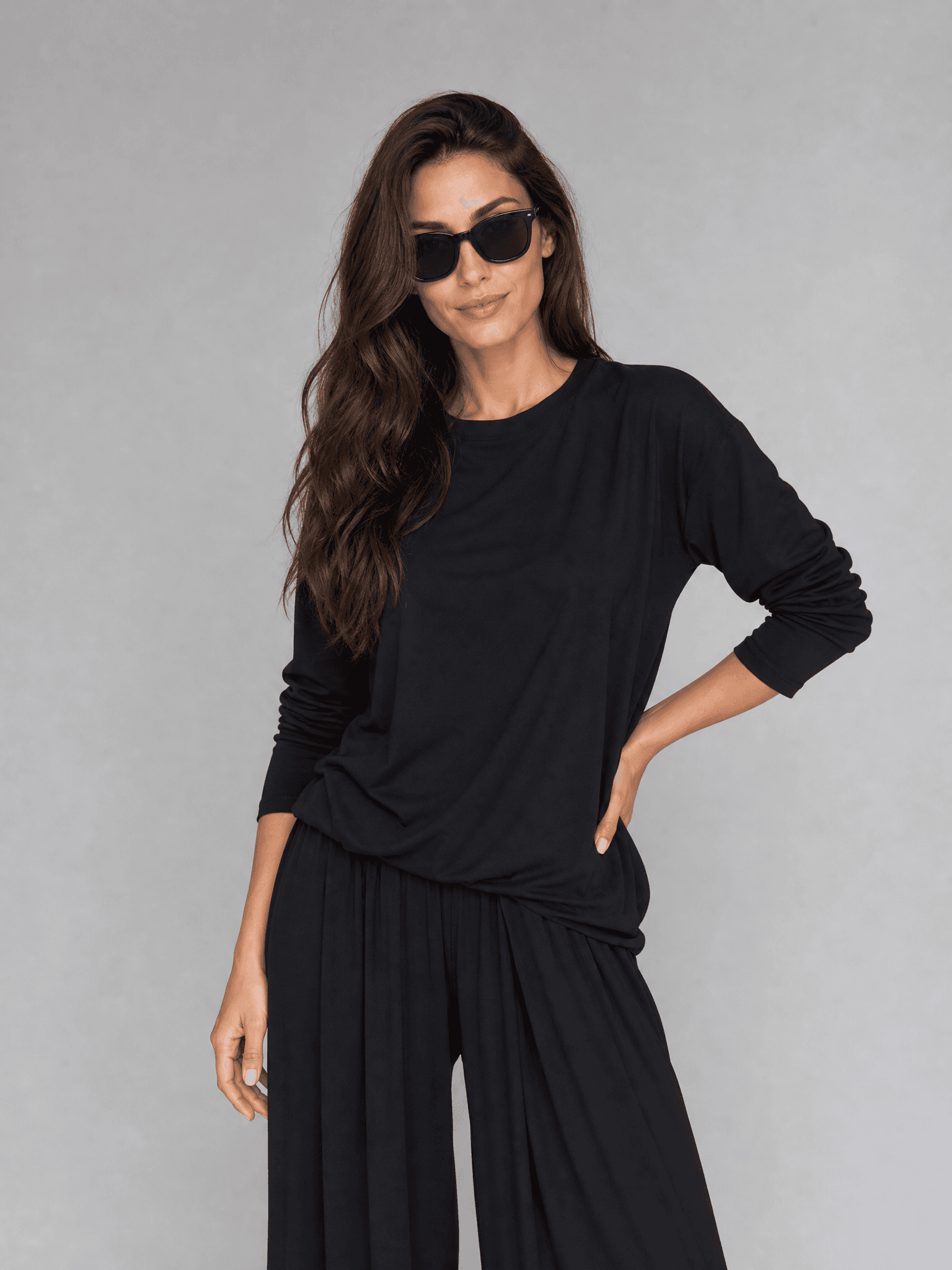 Schwarzes Bambus-Longsleeve Nina — Foto 7