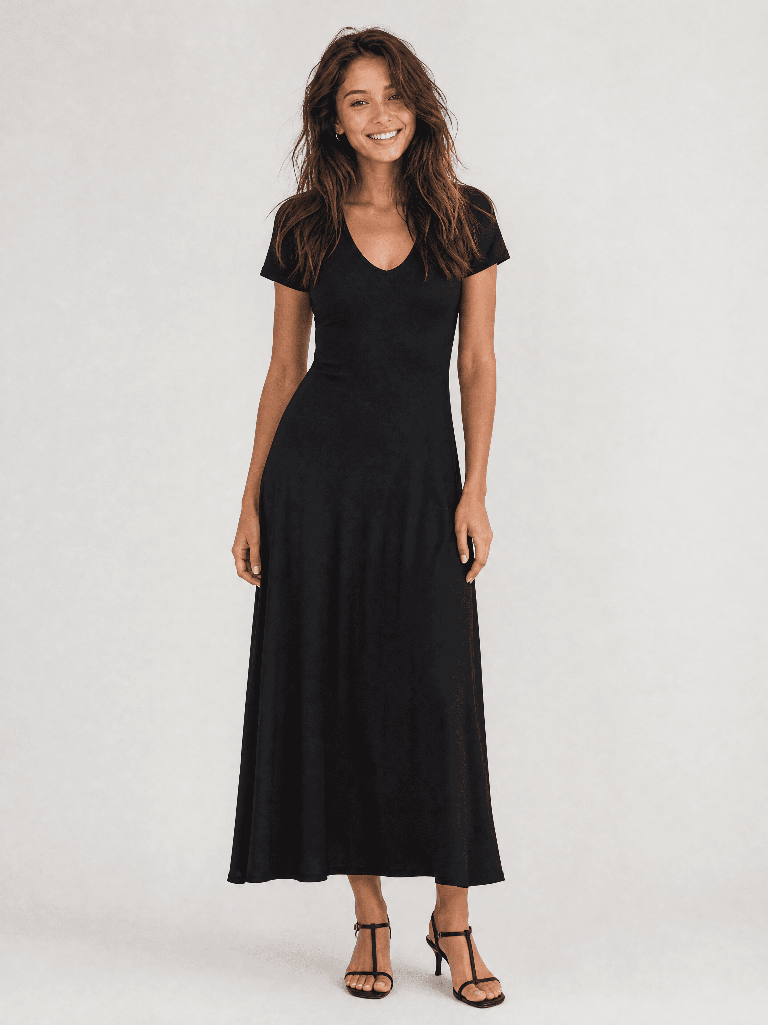 Vestido negro con mangas cortas Antonia — foto 6
