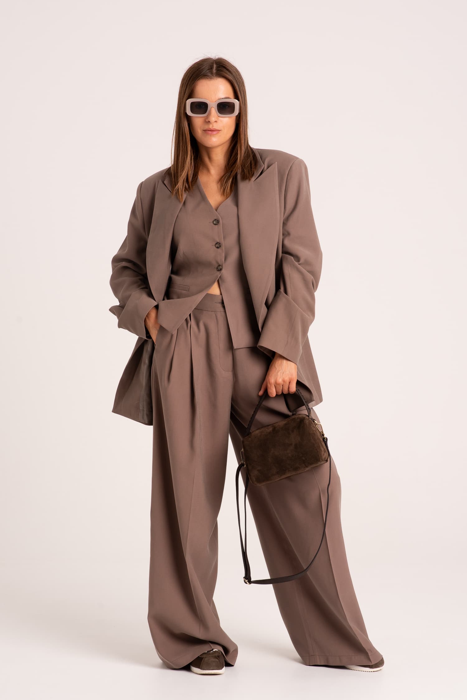 Brązowa marynarka damska oversize Pearl