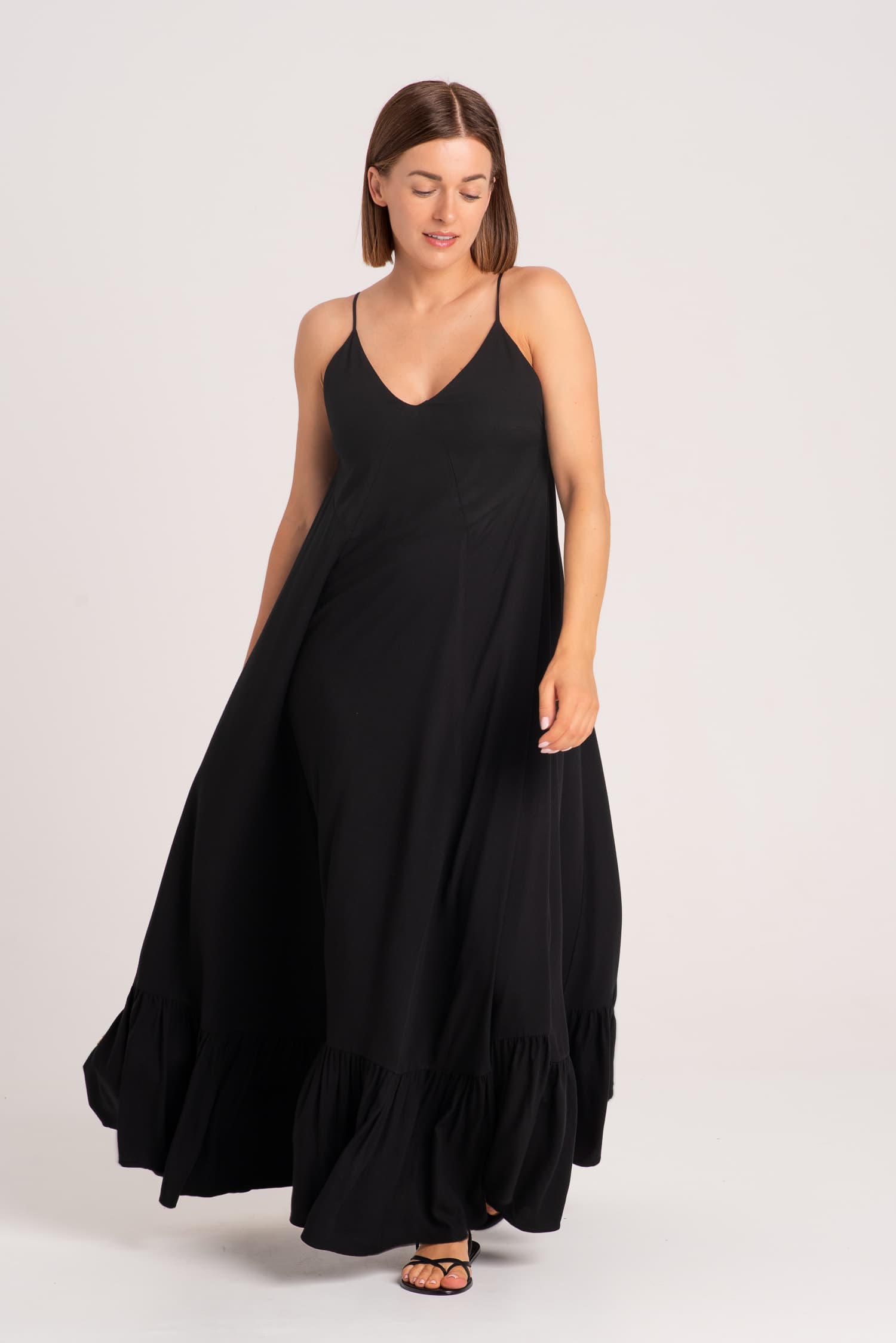 Black Summer Maxi Dress with Open Back ZOE — photo 4