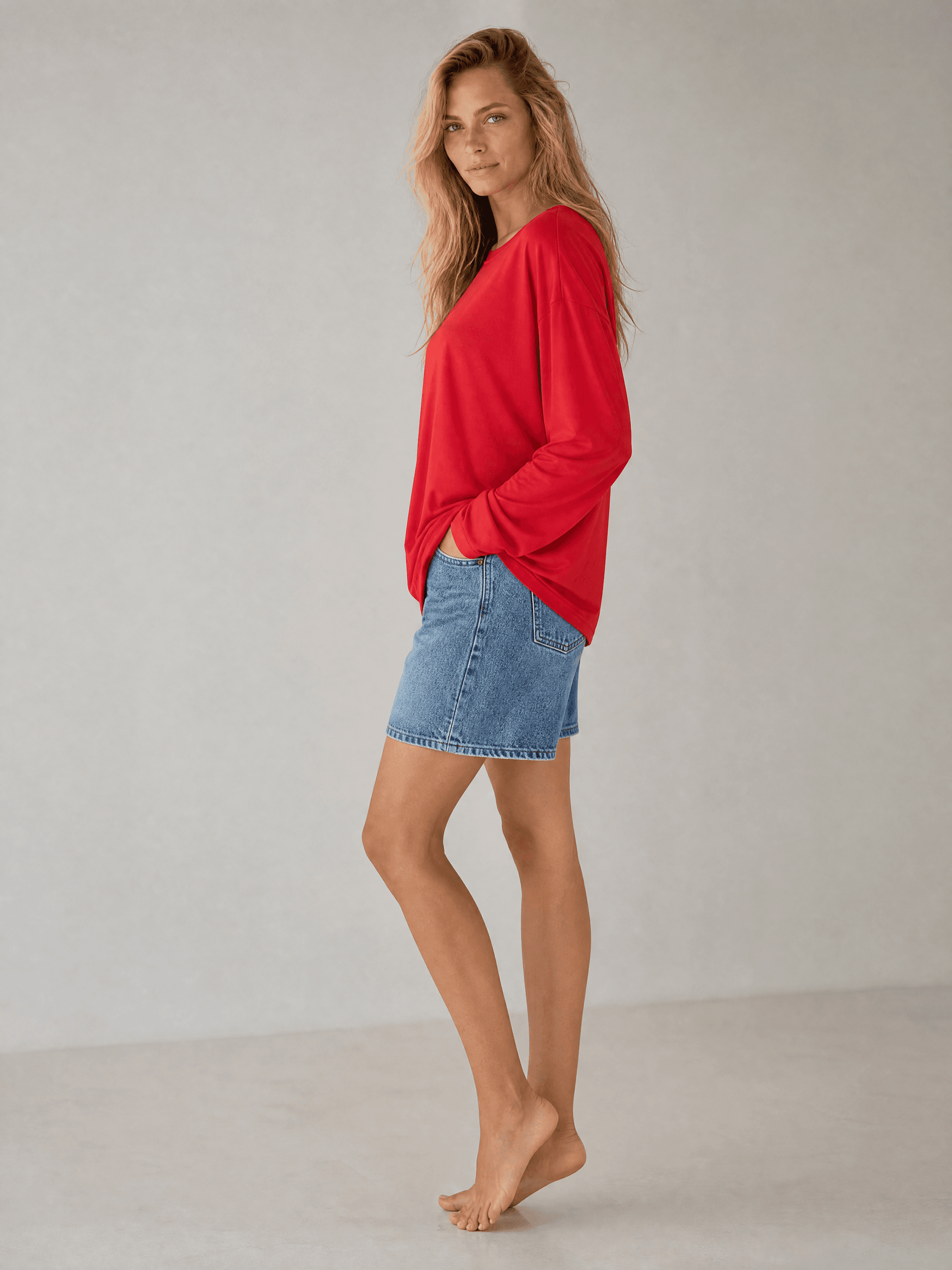 Czerwony longsleeve bambusowy Nina — zdjęcie 4