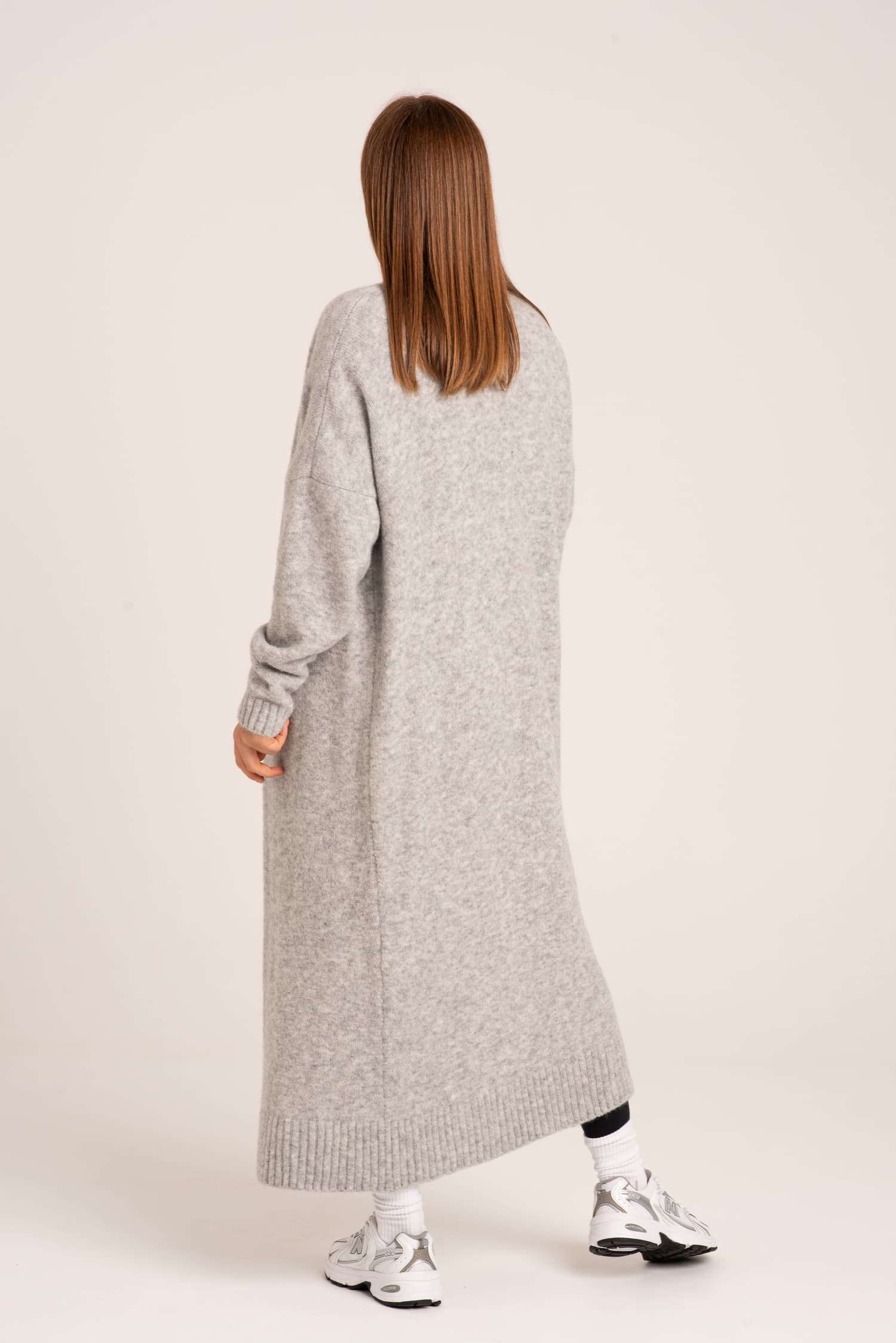 Szary długi kardigan Synthia — zdjęcie 4