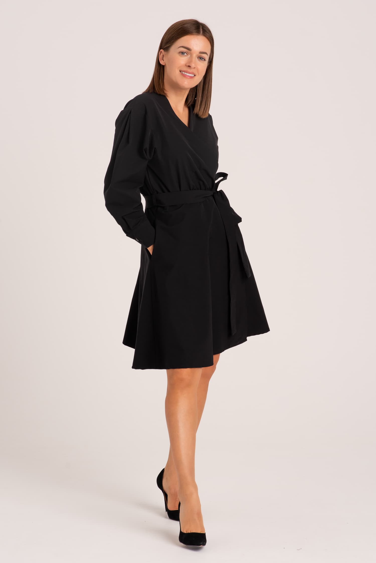 Czarna sukienka kopertowa Maria - widok 2