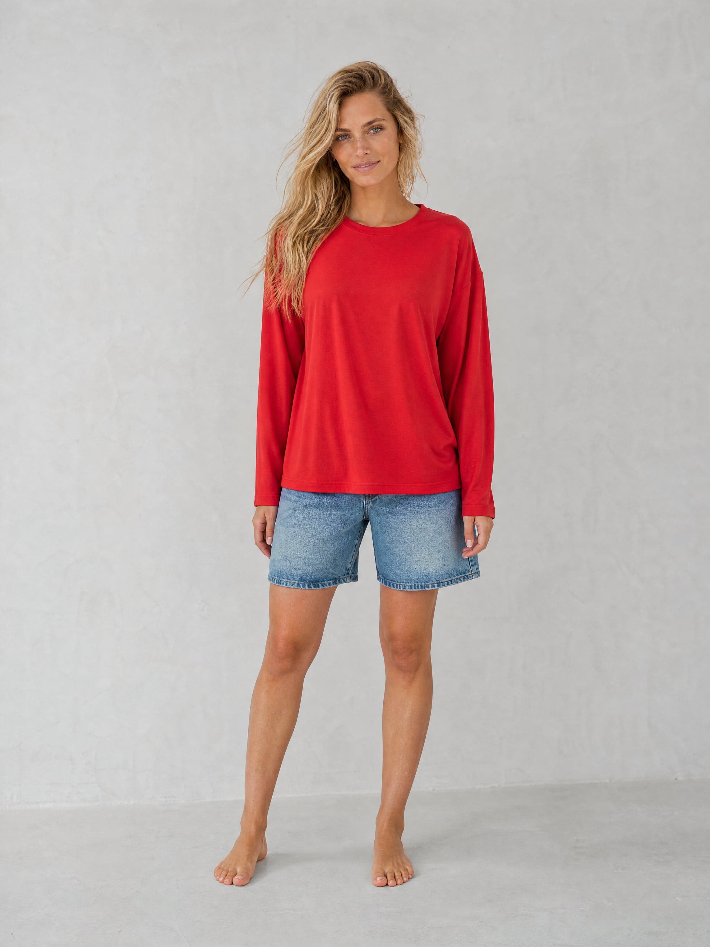 Czerwony longsleeve bambusowy Nina - widok 2
