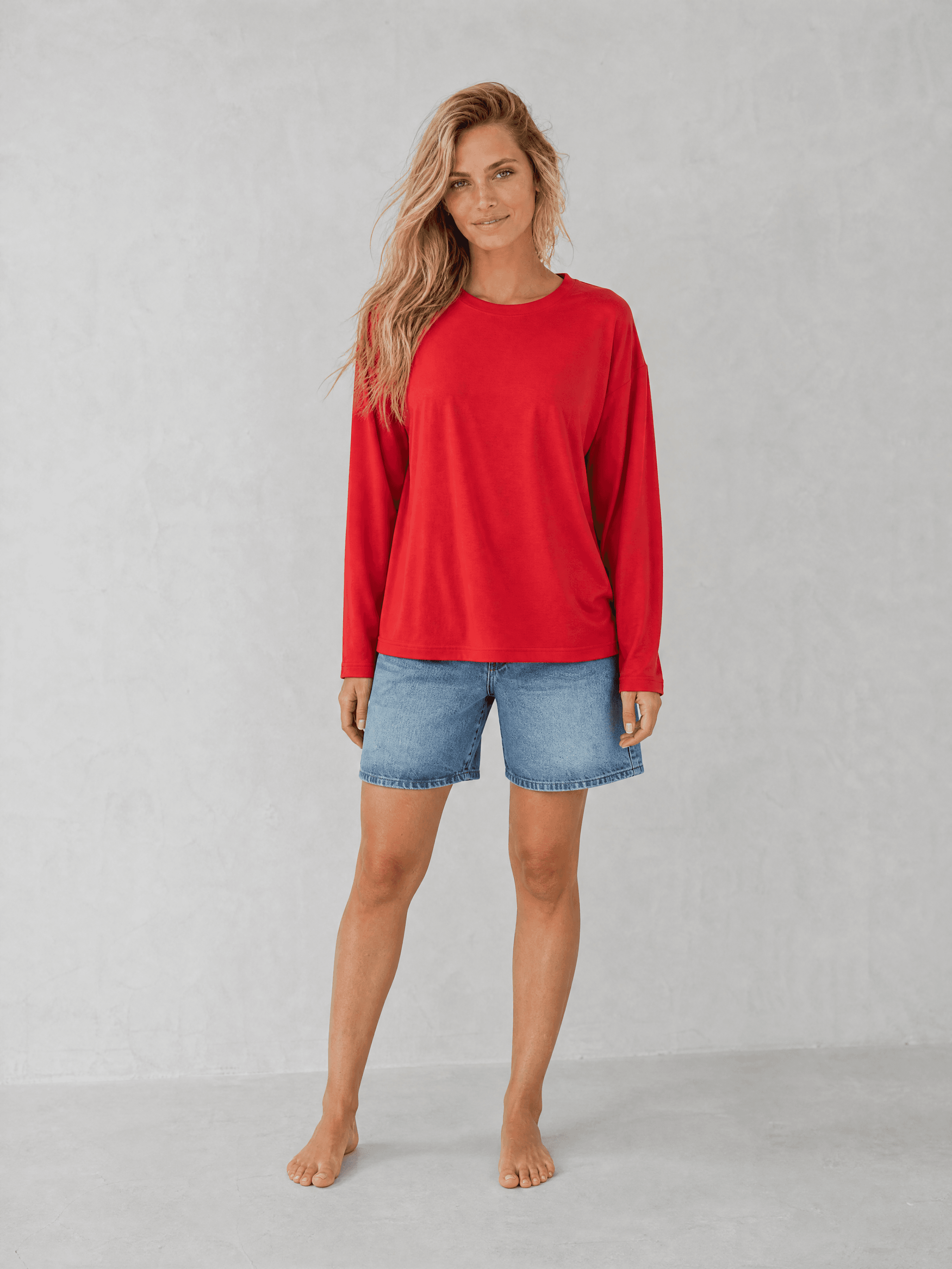 Czerwony longsleeve bambusowy Nina - widok 2