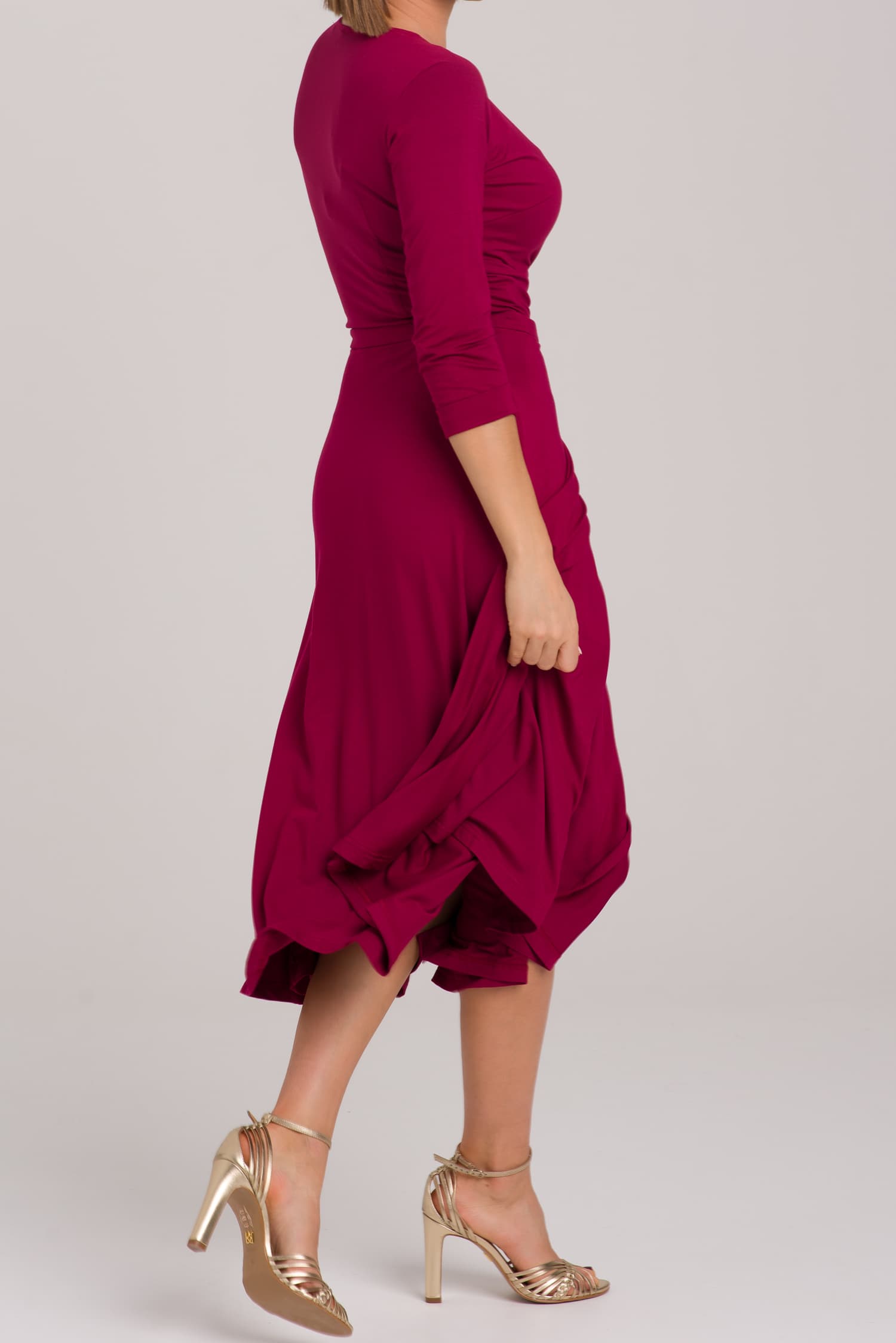 Burgundy Modal Wrap Dress Red — photo 6