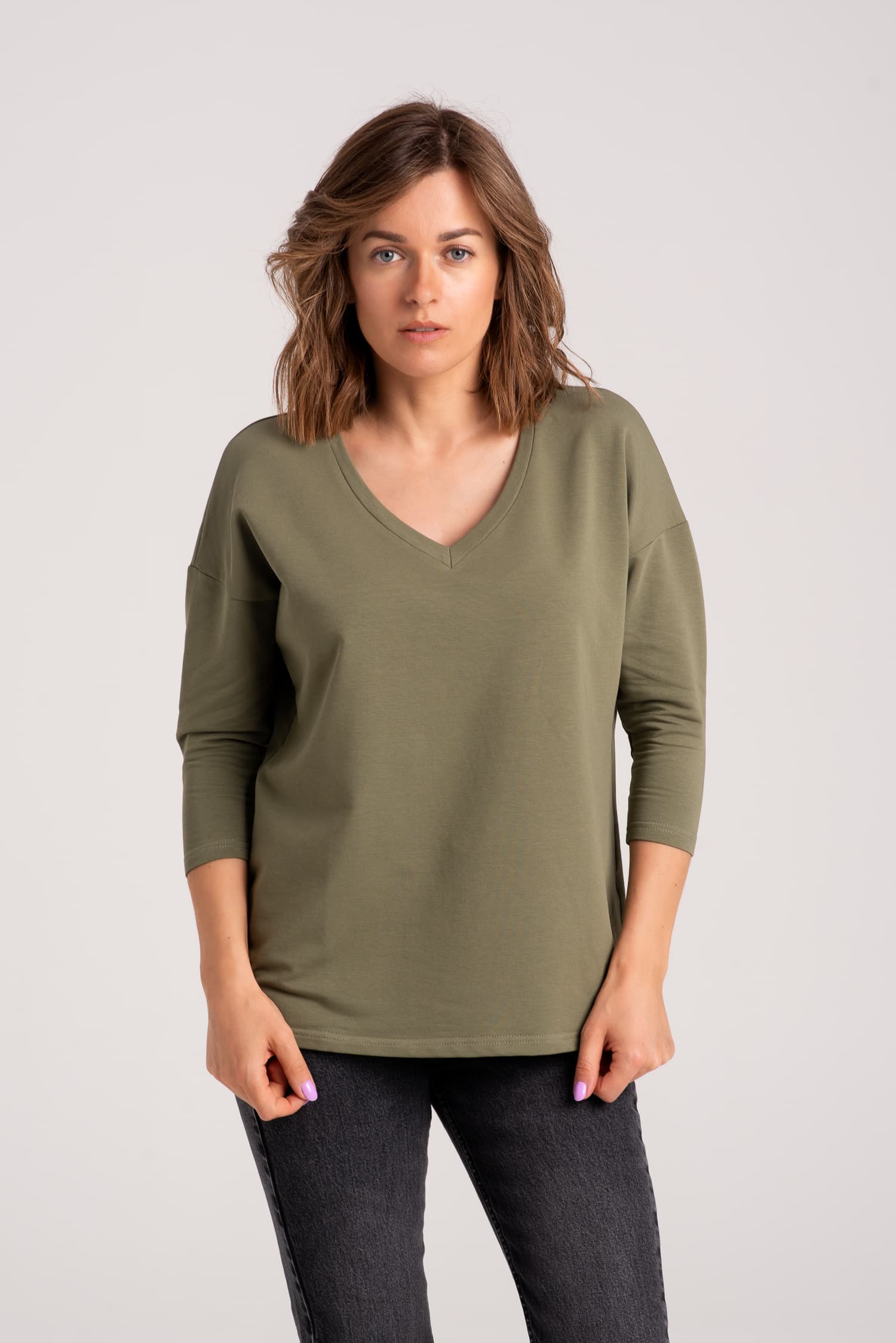 Bluza BASIC V – khaki — zdjęcie 4