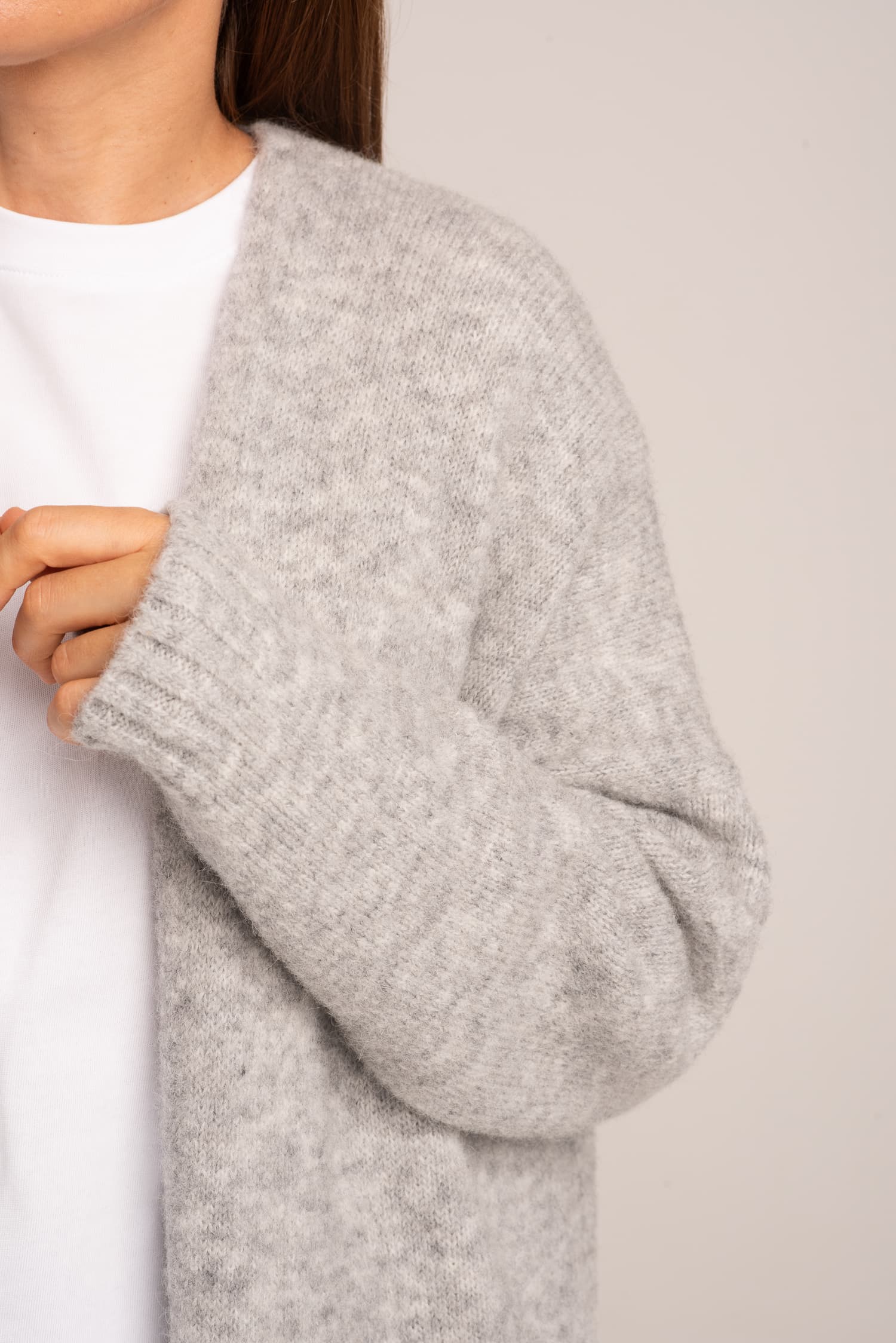 Szary długi kardigan Synthia — zdjęcie 3