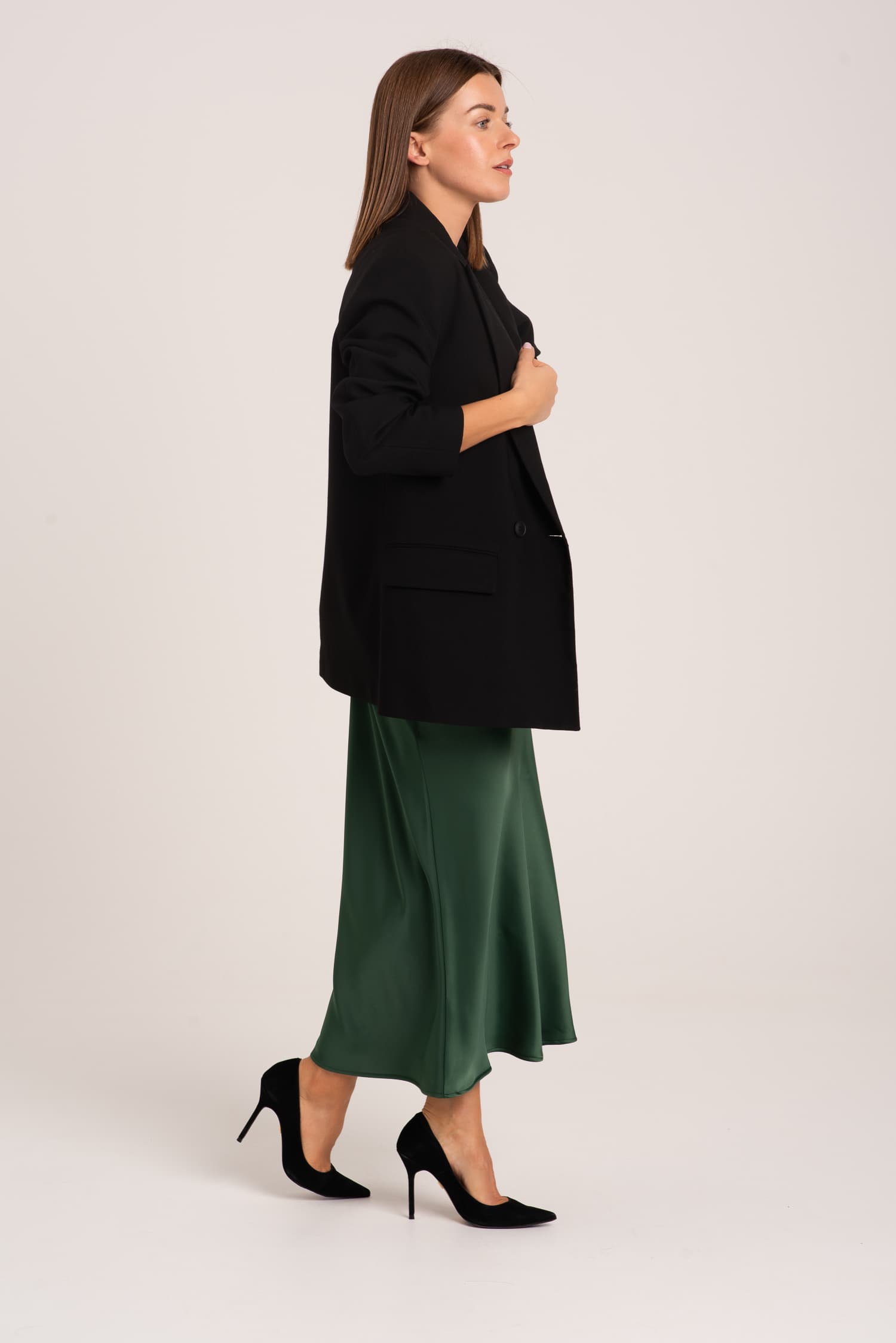 Zielona spódnica satynowa Violet — zdjęcie 3