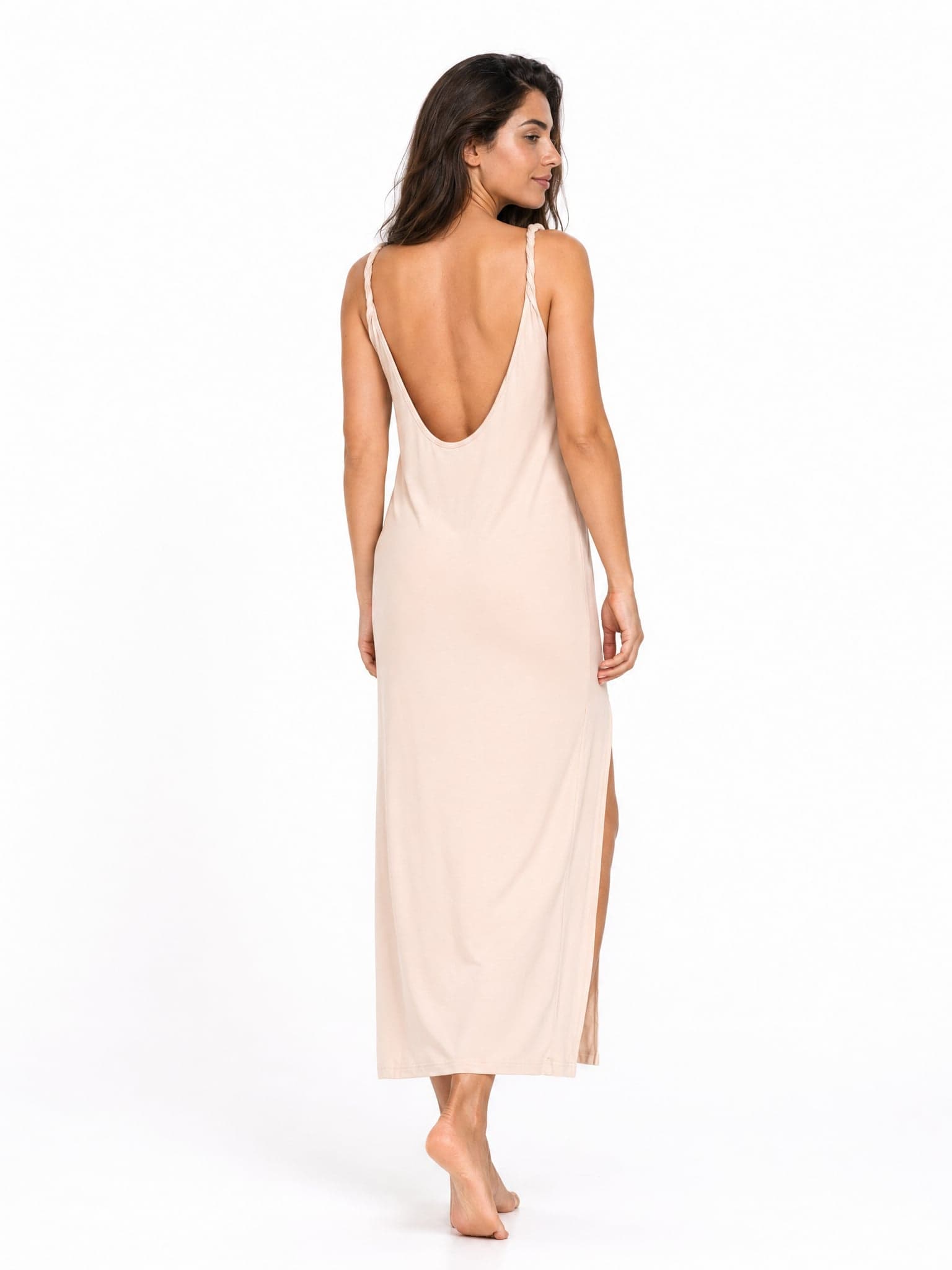 Vestido color crema con tirantes retorcidos SIMPLE — foto 5