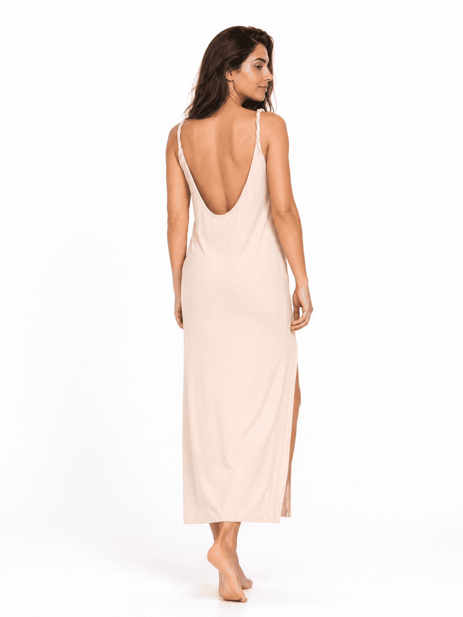 Vestido color crema con tirantes retorcidos SIMPLE — foto 5