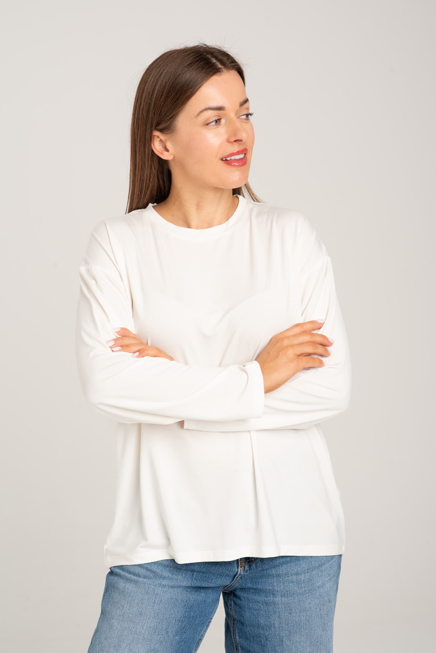 Biały longsleeve bambusowy Nina - widok 2