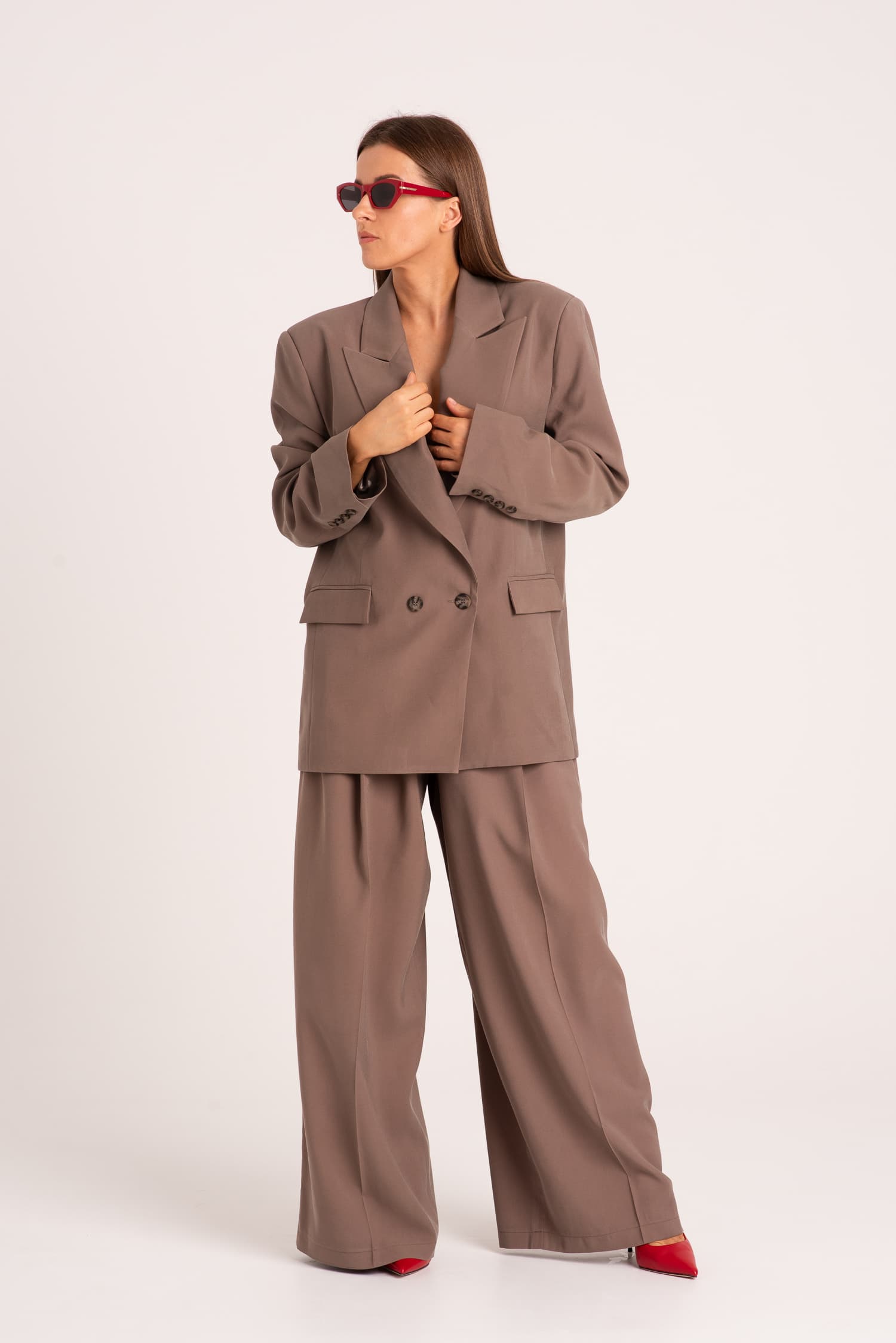 Brązowa marynarka damska oversize Pearl — zdjęcie 2