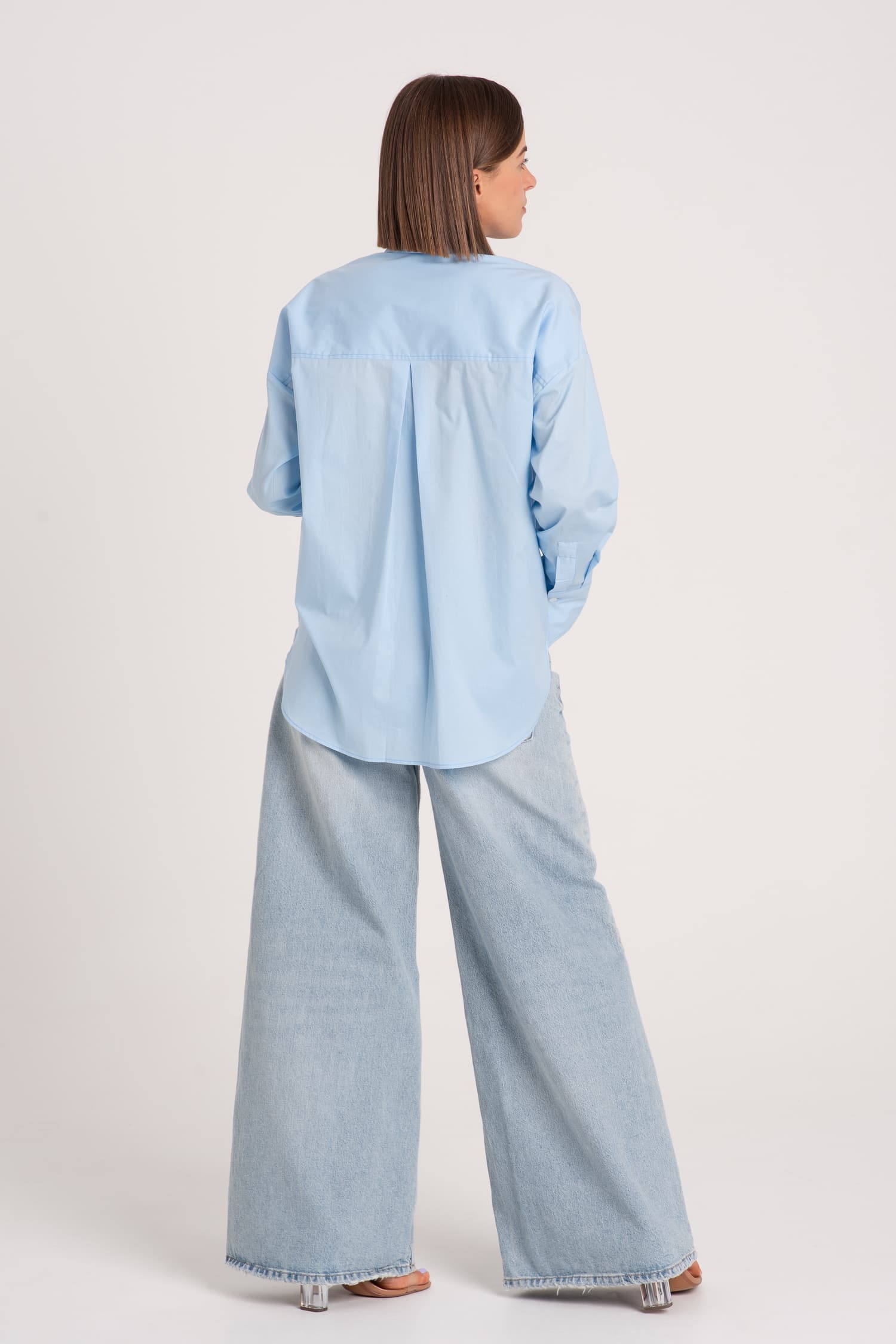 Niebieska bawełniana koszula oversize Laure — zdjęcie 3