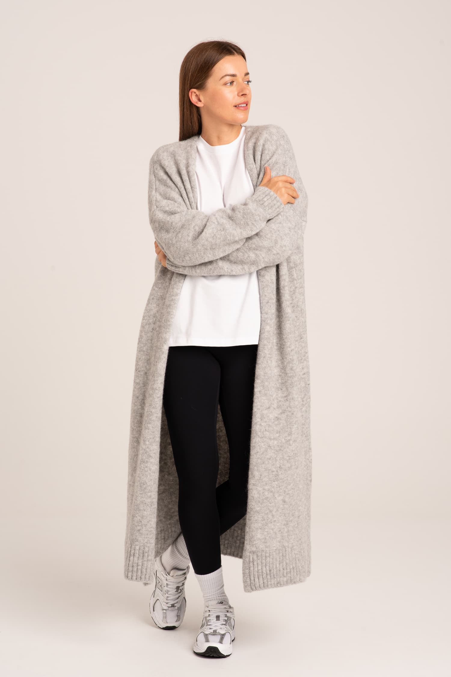 Szary długi kardigan Synthia