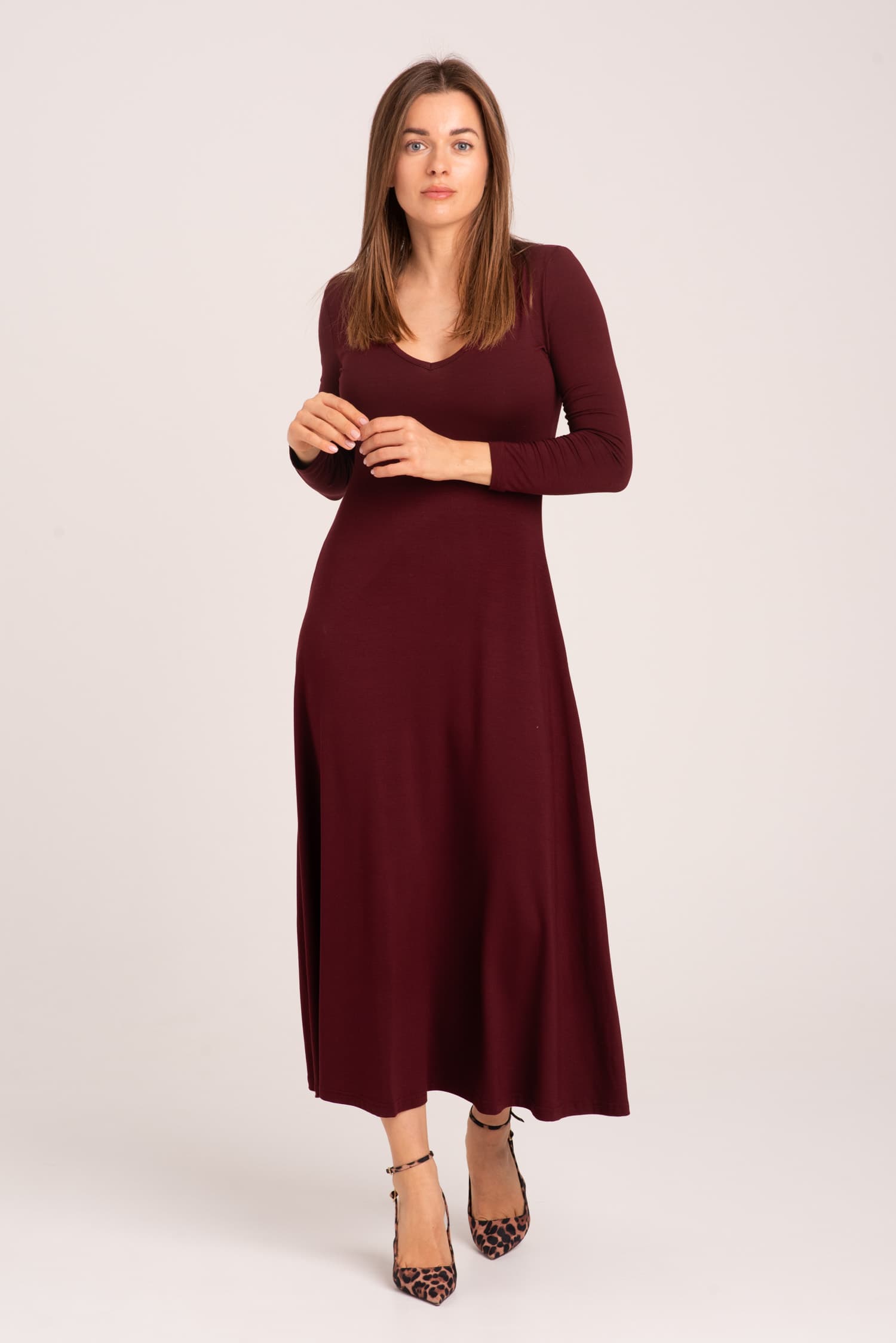 Burgundy Long Sleeve Dress Antonia Long — photo 5