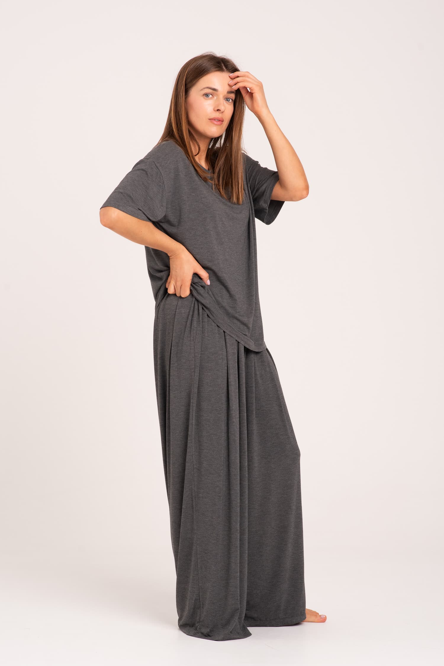 Grafitowe luźne spodnie bambusowe Nina — photo 4