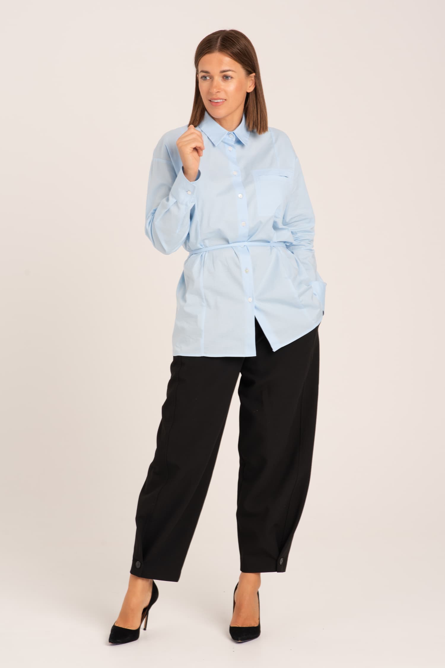 Blue Cotton Tie-Detail Shirt Charlotte — photo 5