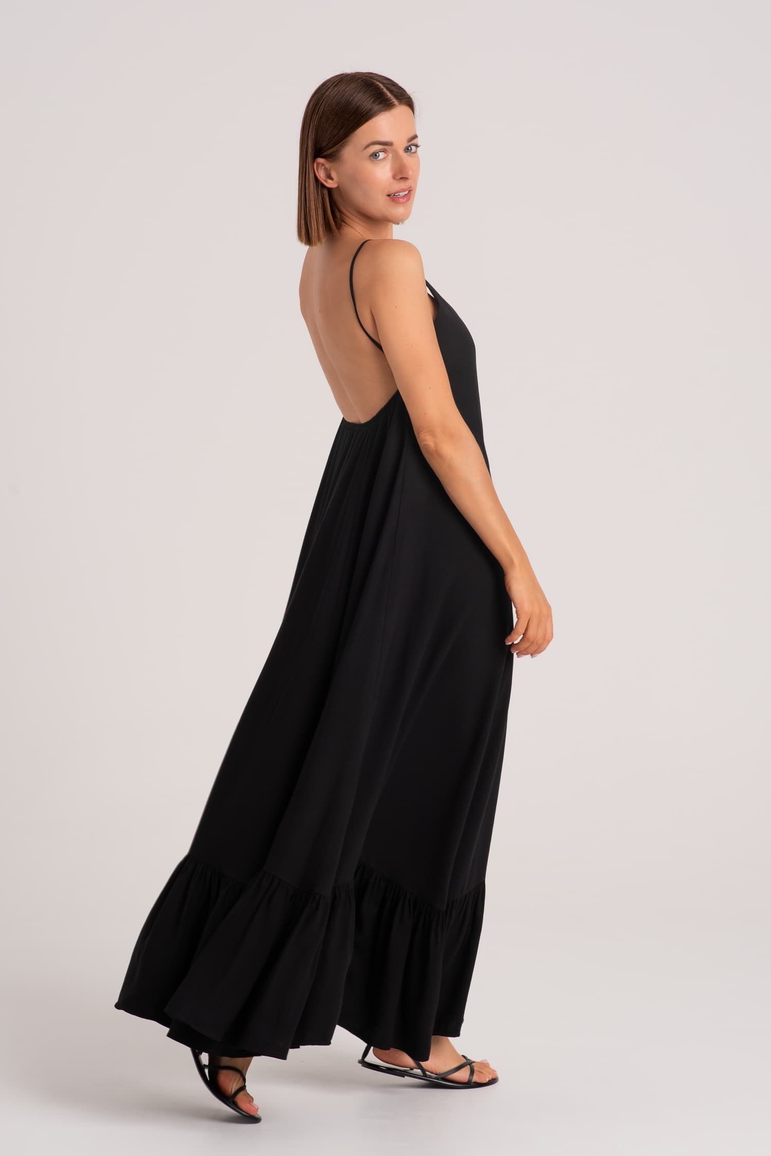 Black Summer Maxi Dress with Open Back ZOE — photo 6