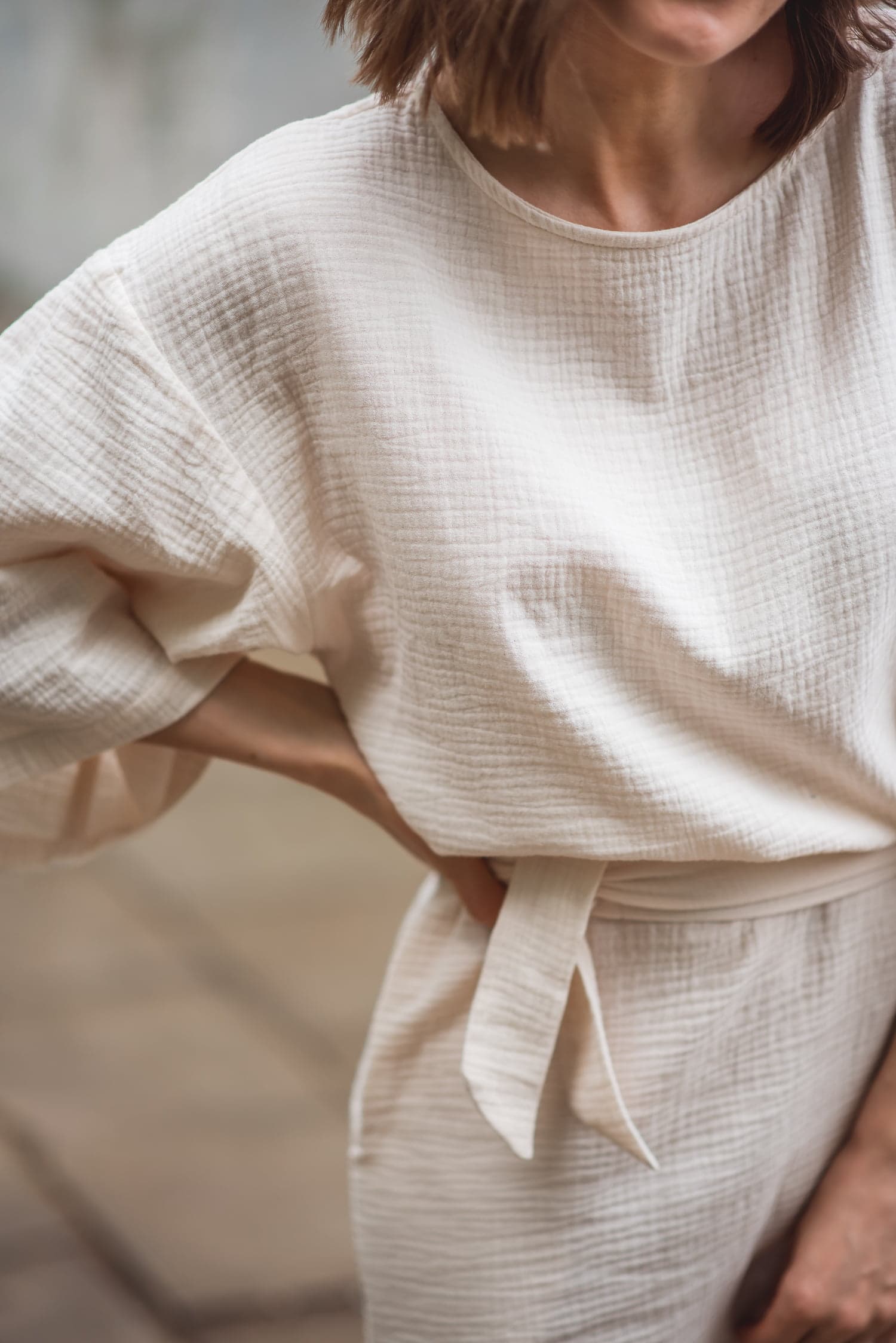 Sukienka muślinowa MAGIC śmietankowa — zdjęcie 3