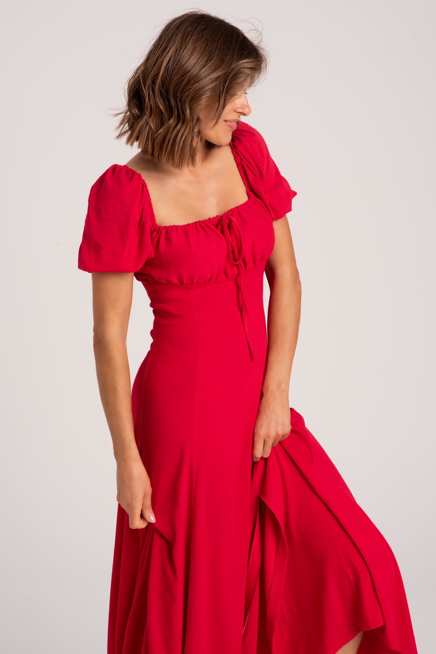 Czerwona sukienka letnia Paris - zdjęcie 6