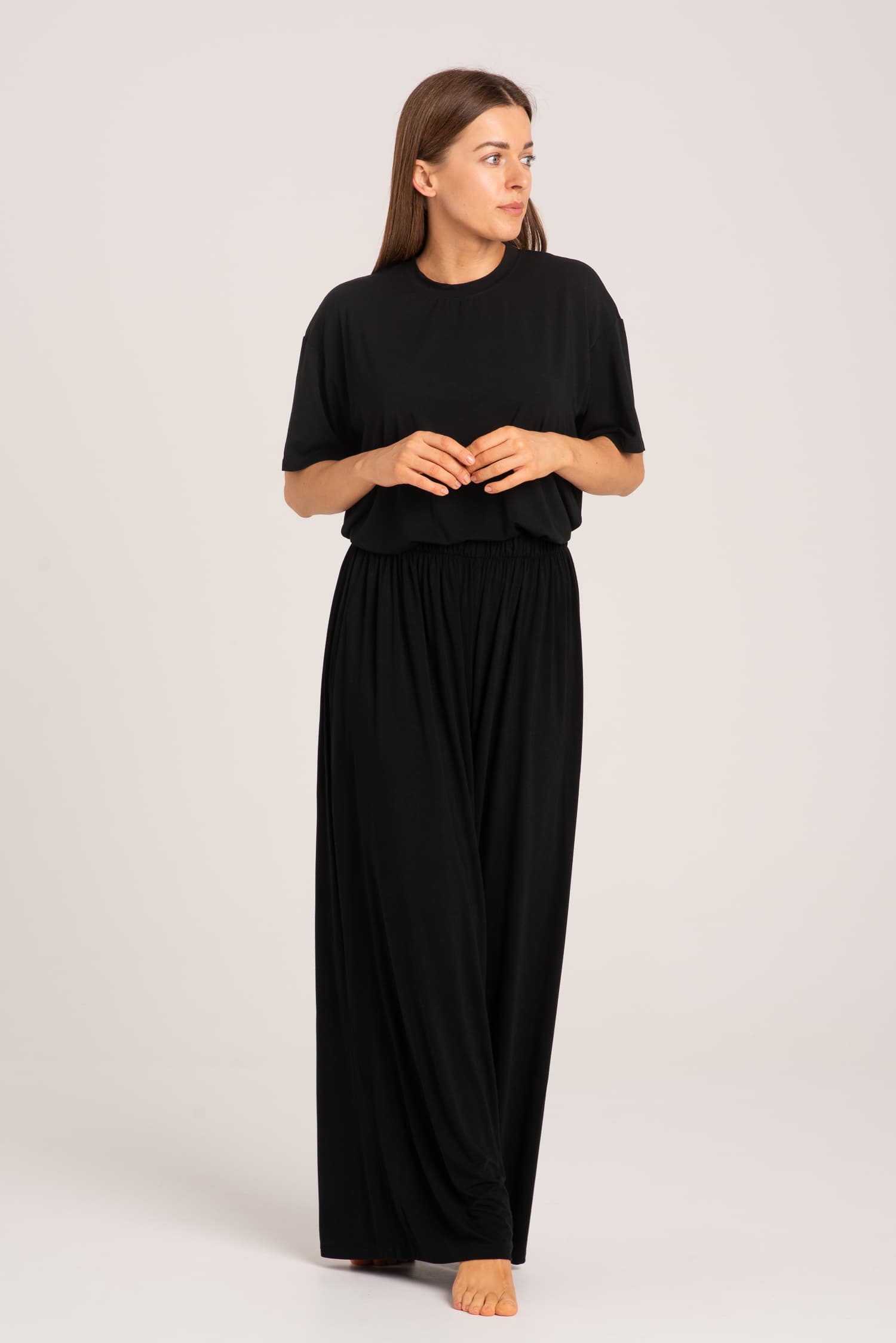 Black Loose-Fit Bamboo Trousers Nina — photo 3