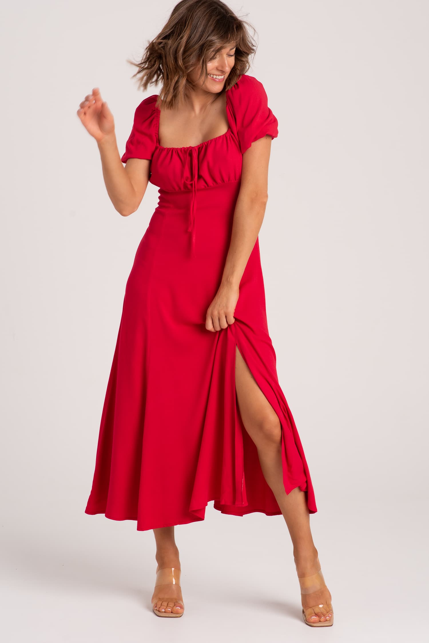 Czerwona sukienka letnia Paris - zdjęcie 1