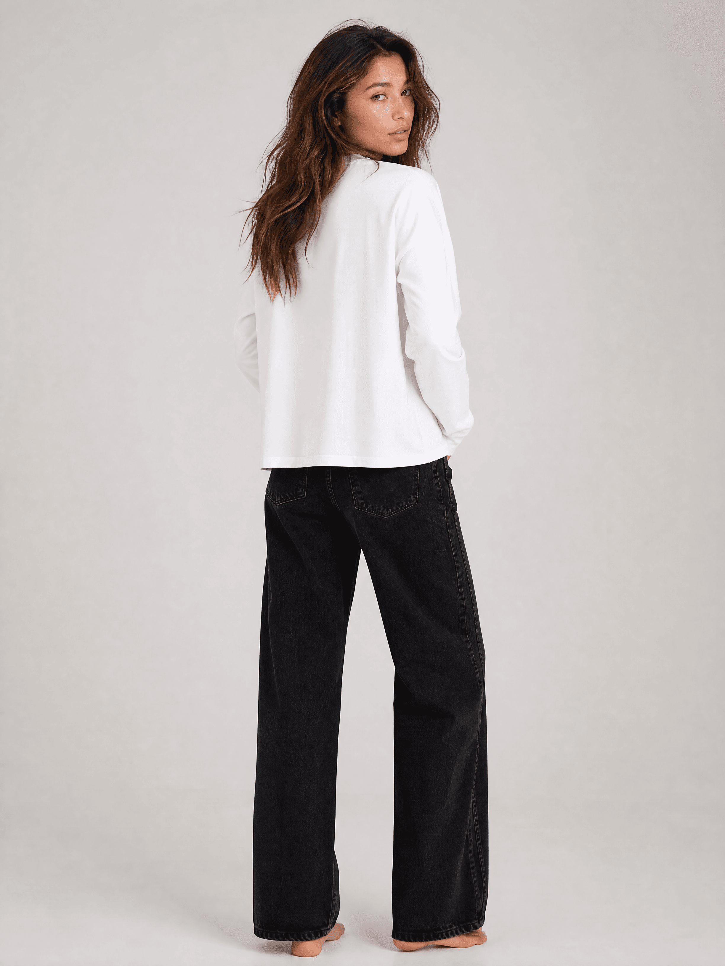 Biały bawełniany longsleeve HANNAH — zdjęcie 4