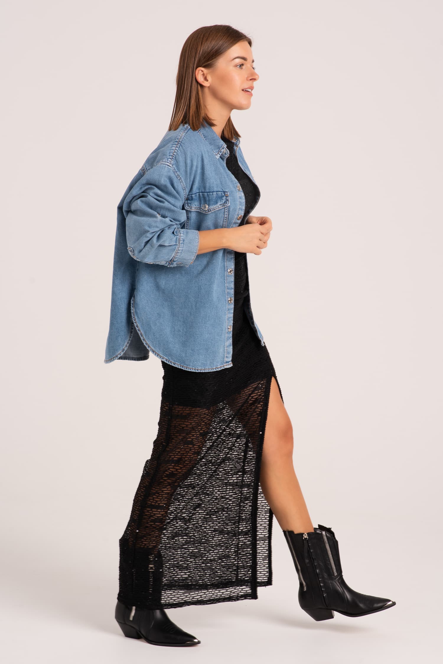 Czarna koronkowa sukienka z cekinami GRACE — zdjęcie 6