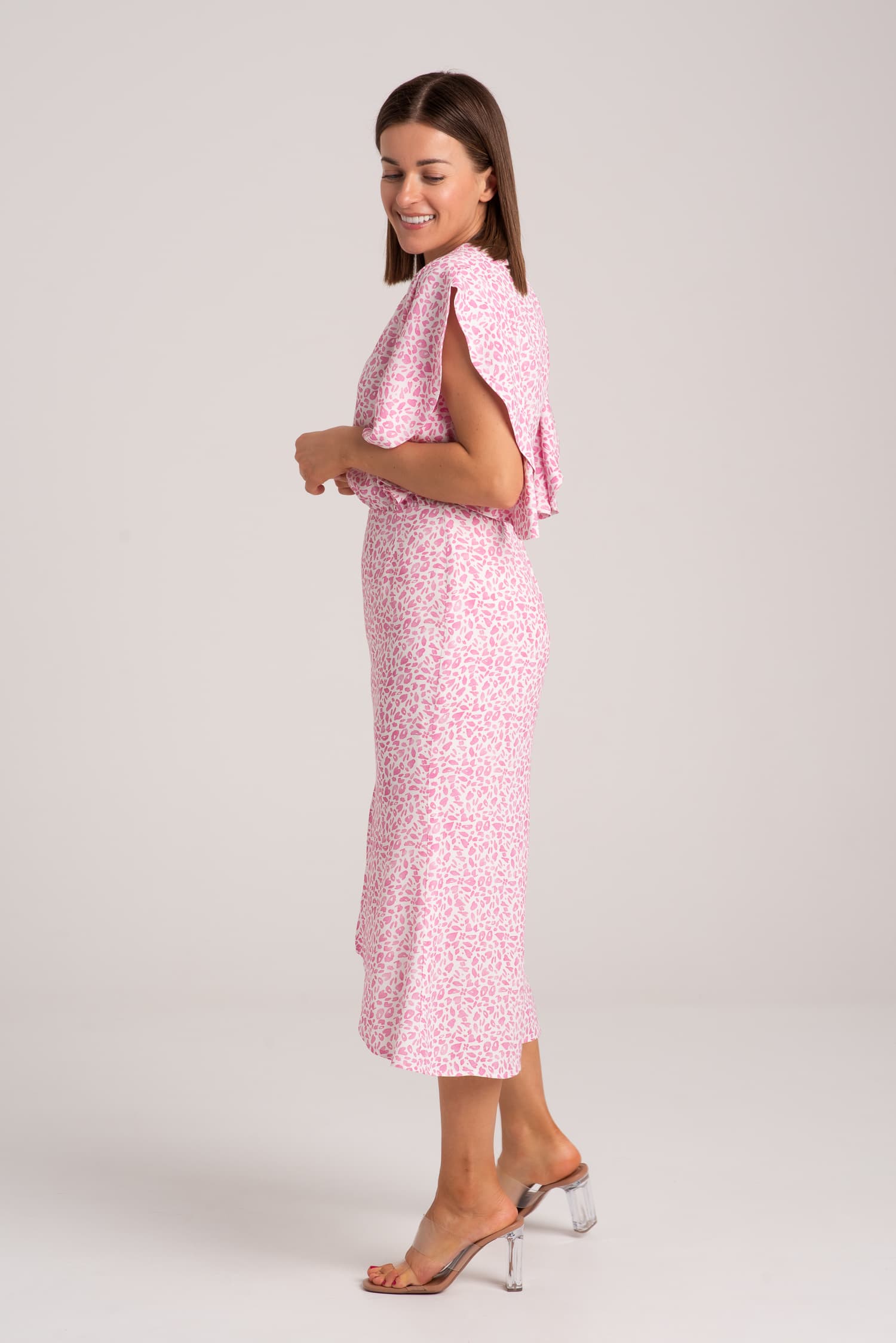 Różowa sukienka z wiskozy Jillian - widok 2