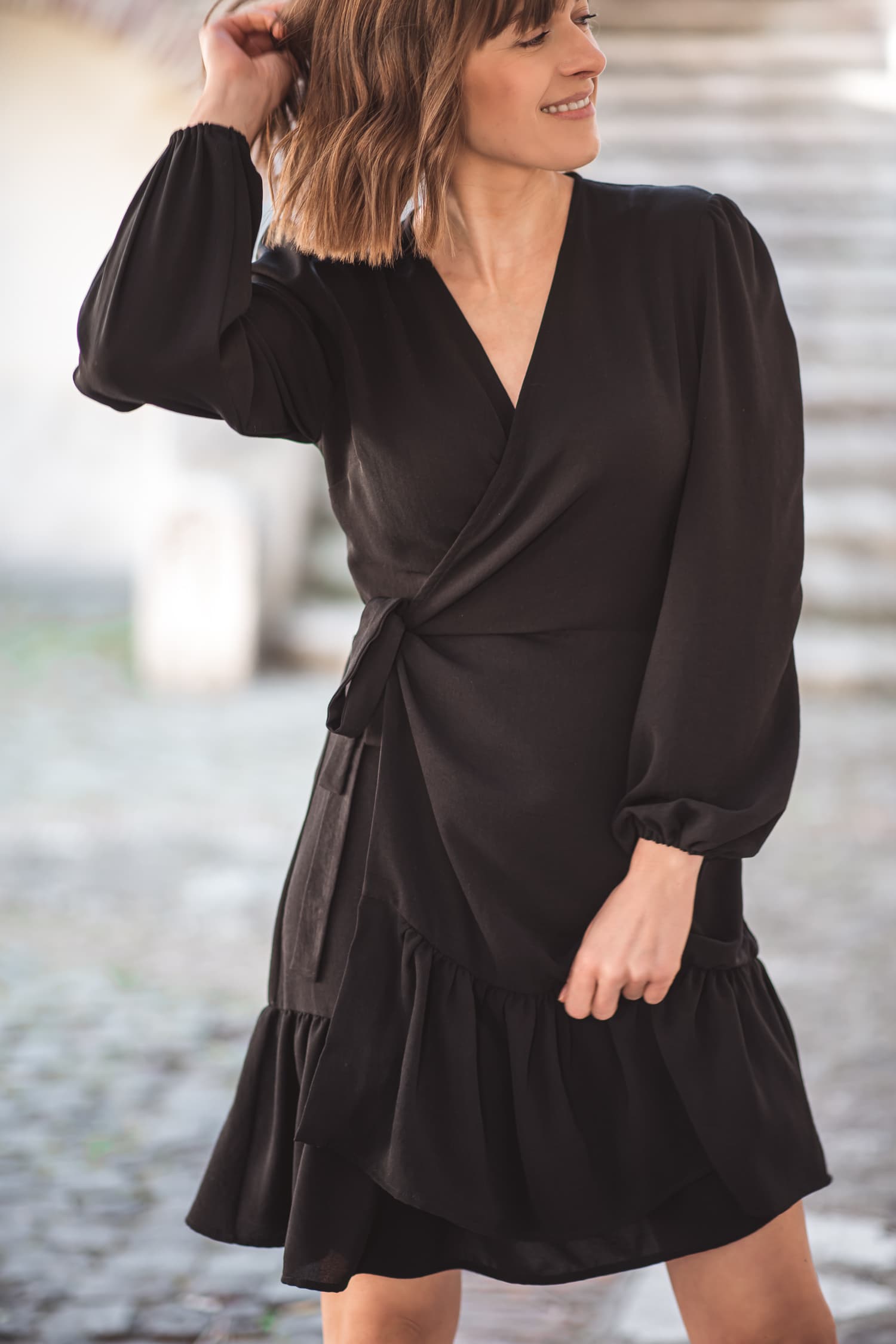 Wickelkleid LOVE - Schwarz — Foto 4