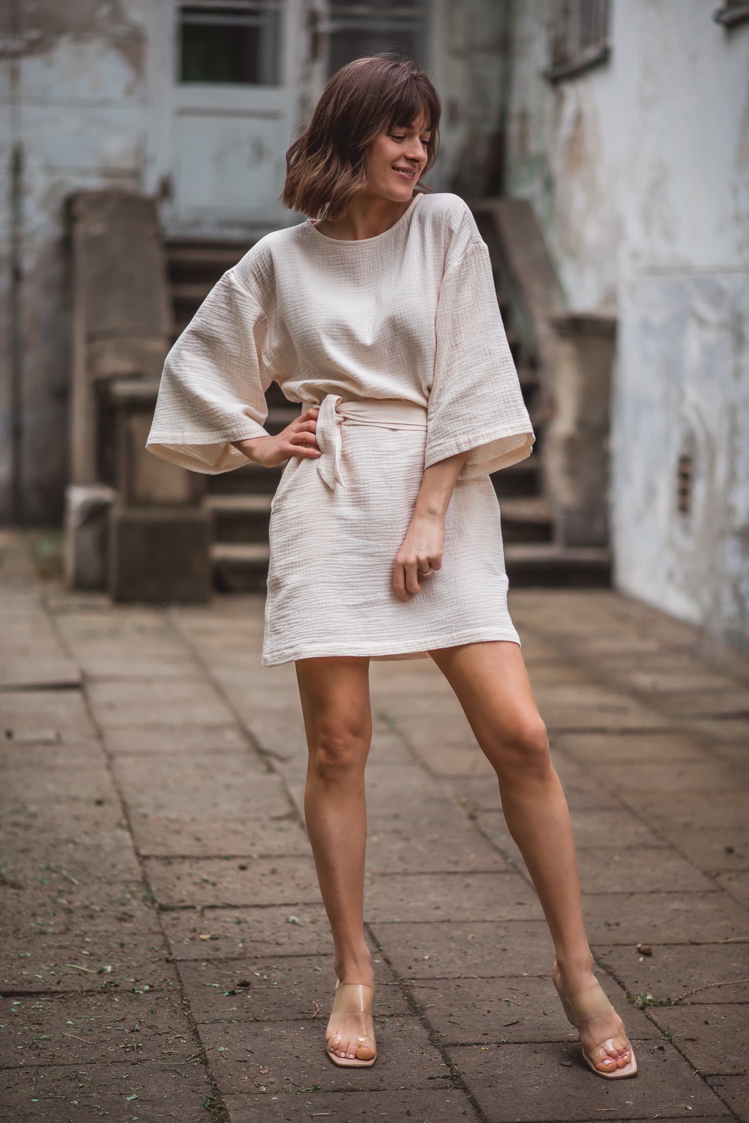 Sukienka muślinowa MAGIC śmietankowa