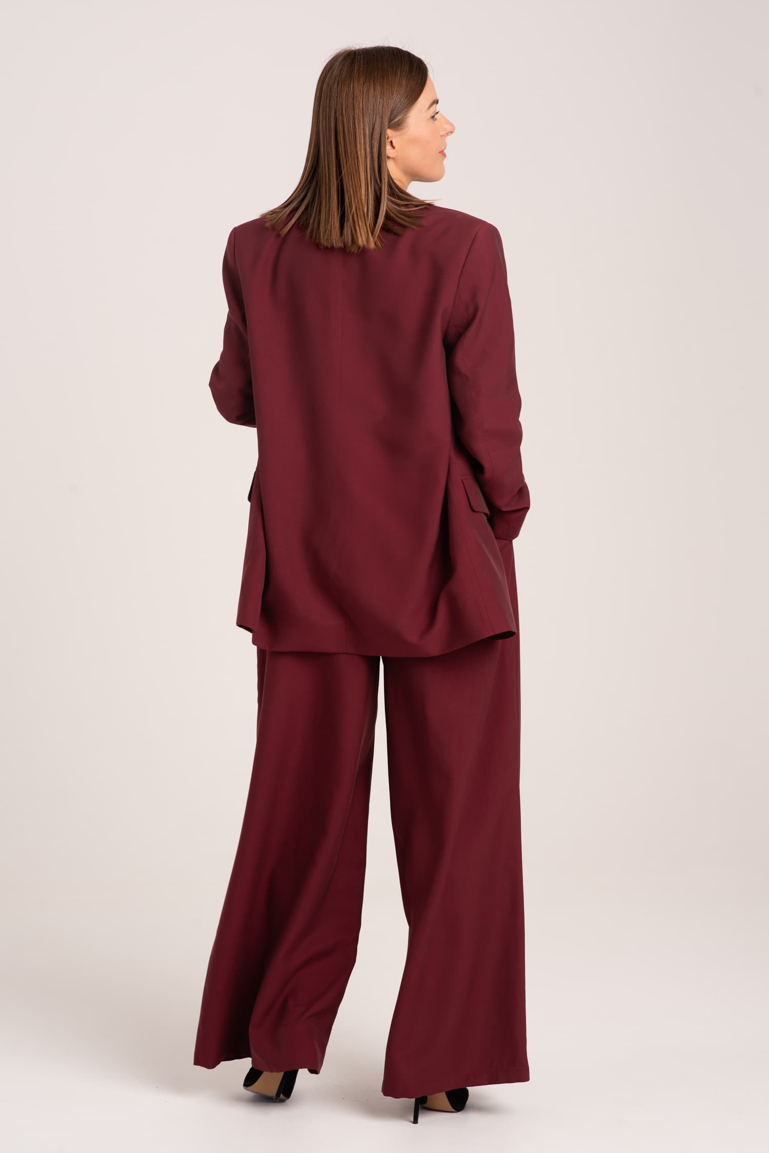 Burgundy Wide-Leg Trousers Victoria — photo 4