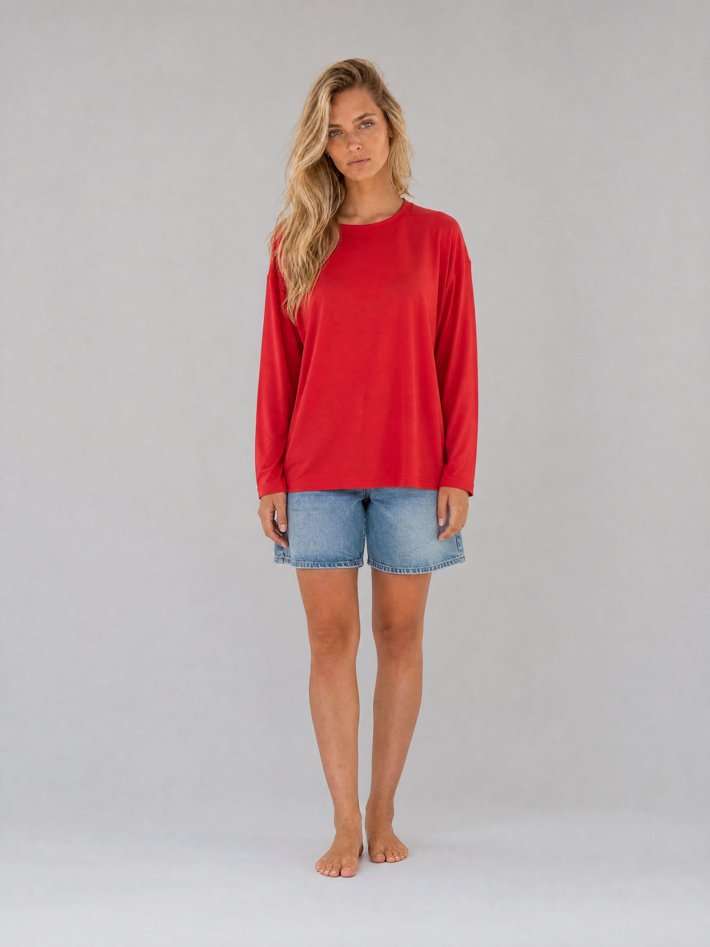 Czerwony longsleeve bambusowy Nina