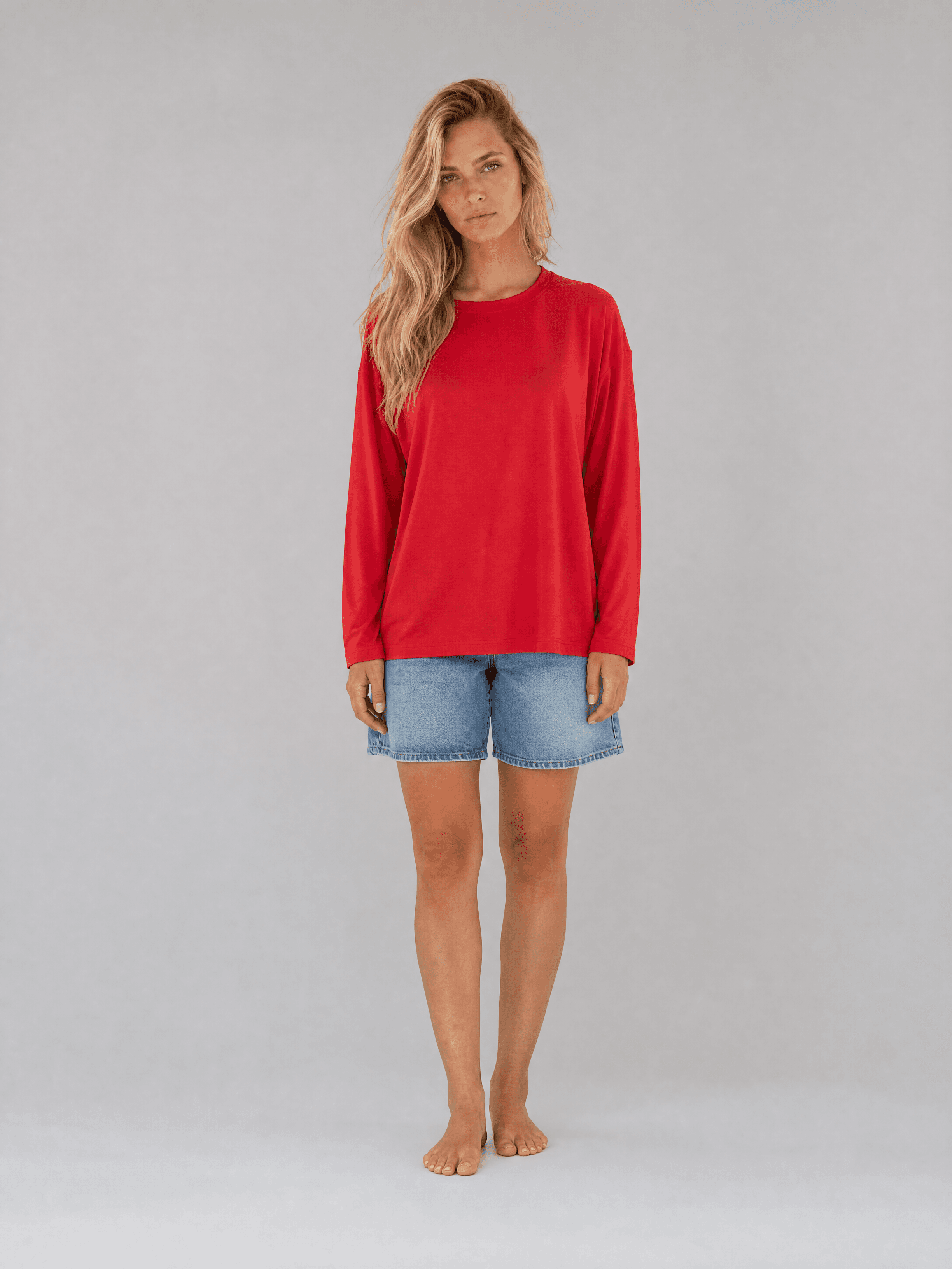 Czerwony longsleeve bambusowy Nina