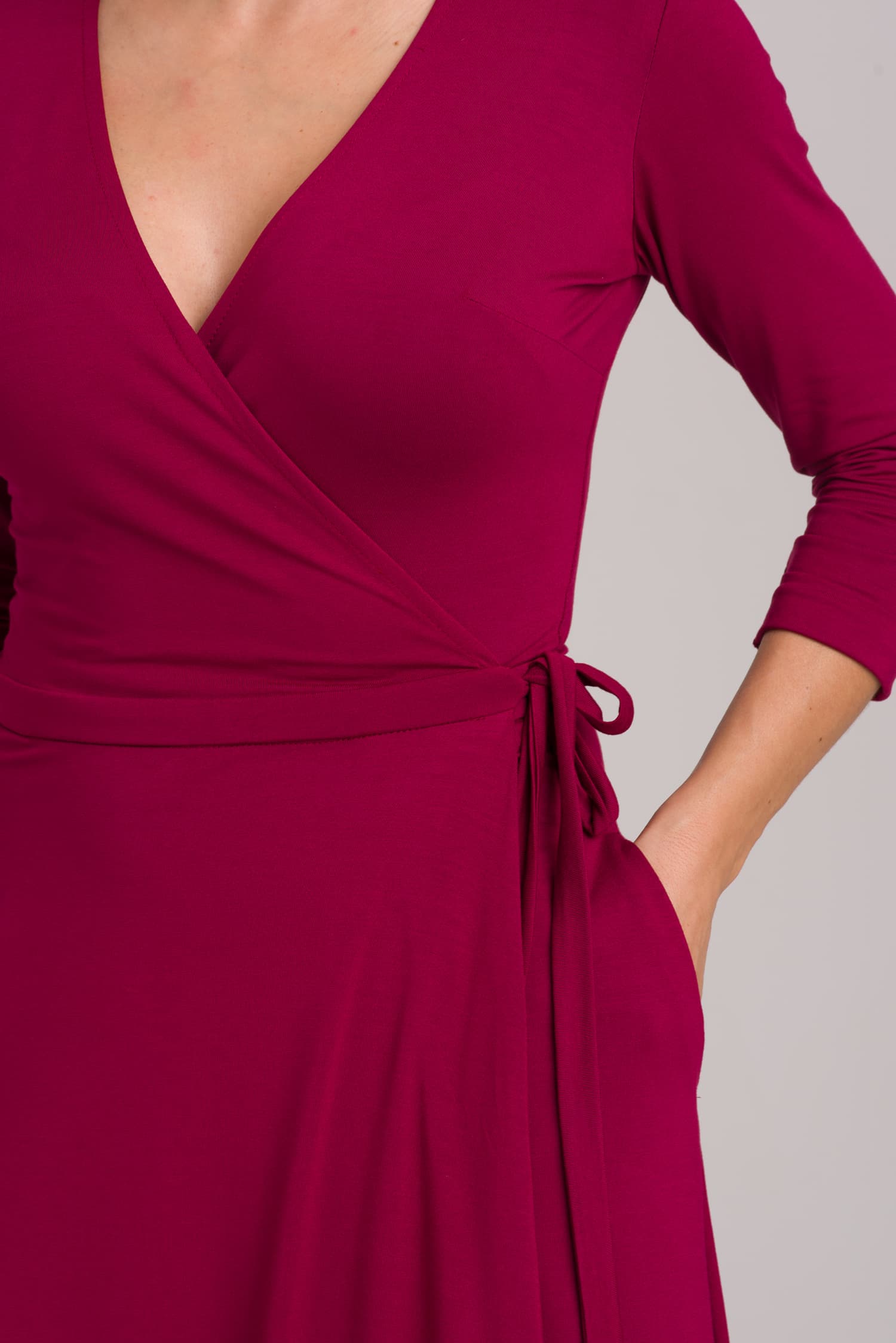 Burgundy Modal Wrap Dress Red — photo 7