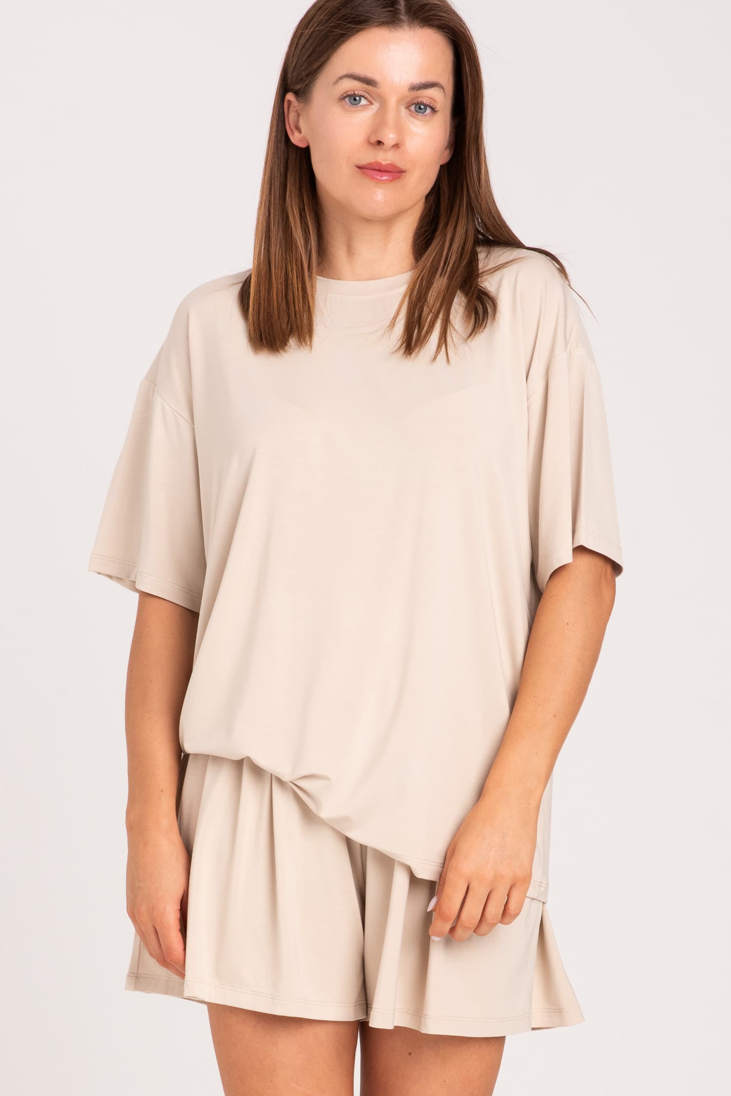 Kremowy bambusowy t-shirt Nina