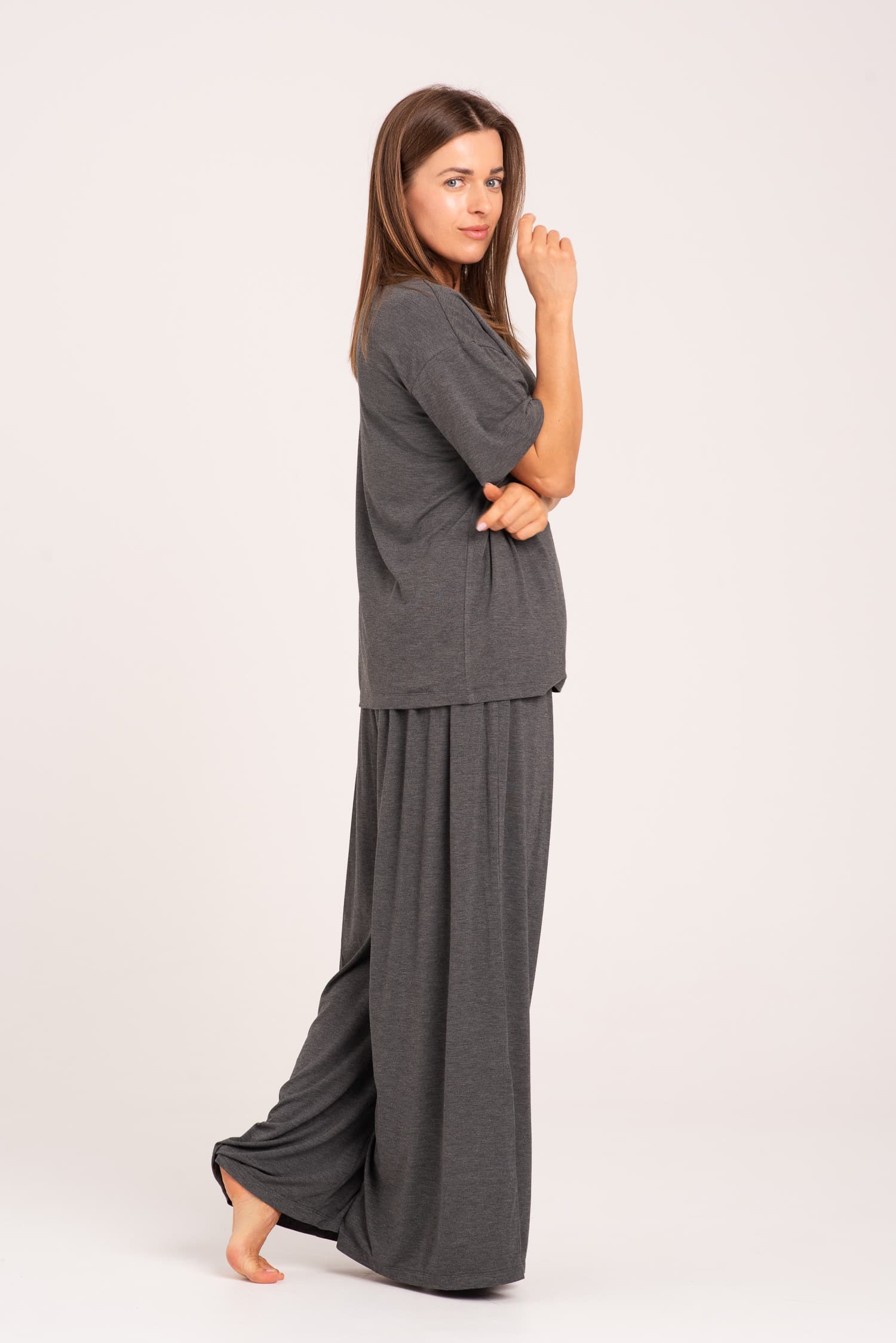 Grafitowe luźne spodnie bambusowe Nina — photo 5