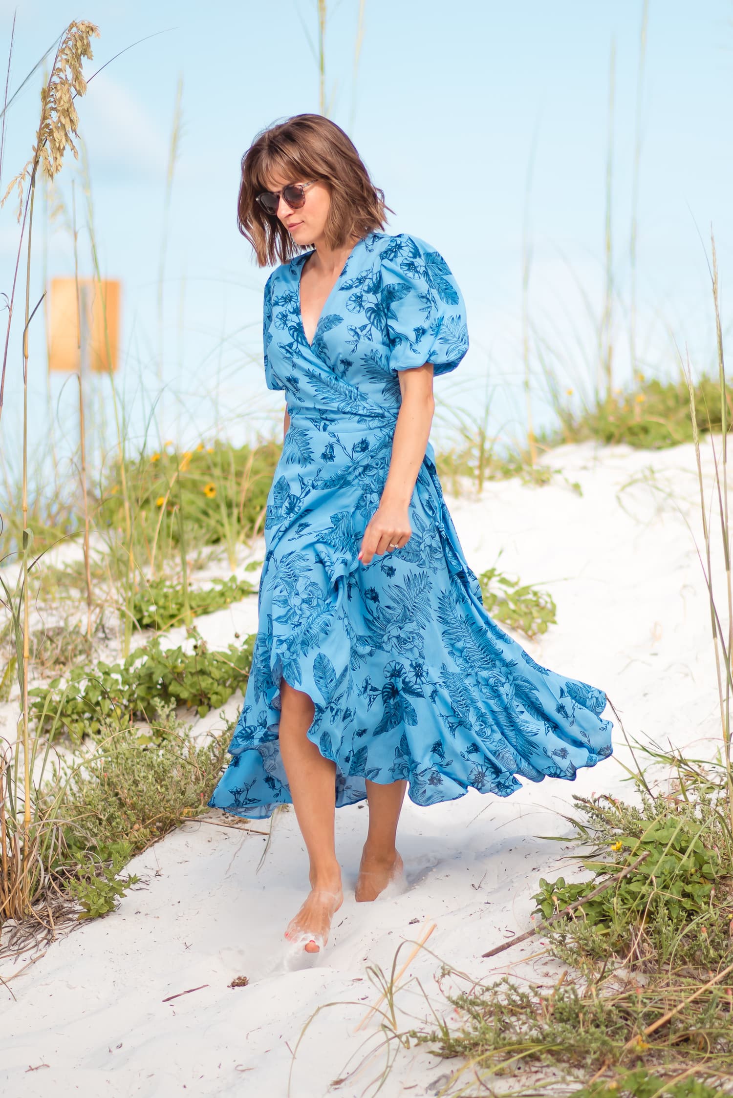 Sukienka kopertowa Kamili - niebieska