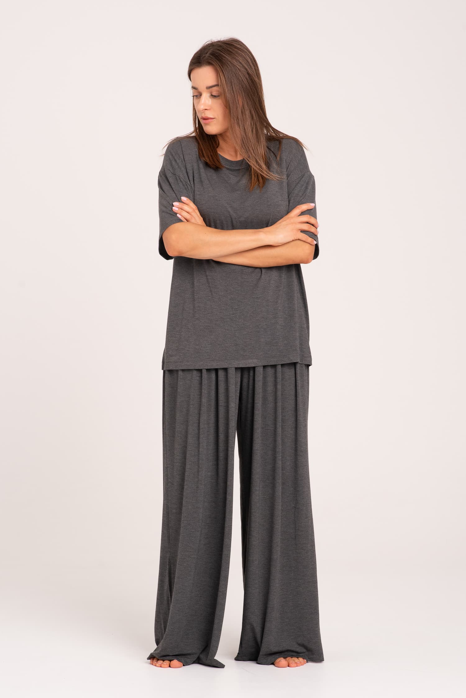 Grafitowe luźne spodnie bambusowe Nina — photo 3