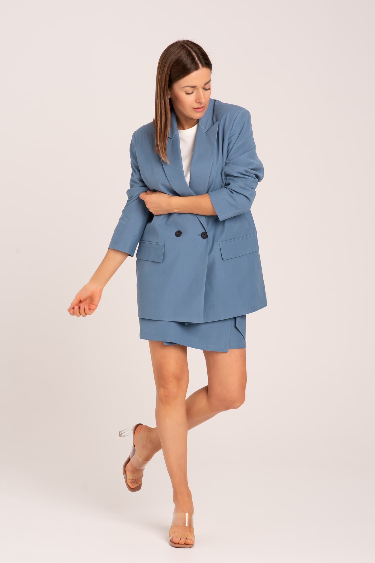 Niebieska spódnica zakładana Muriel — zdjęcie 8