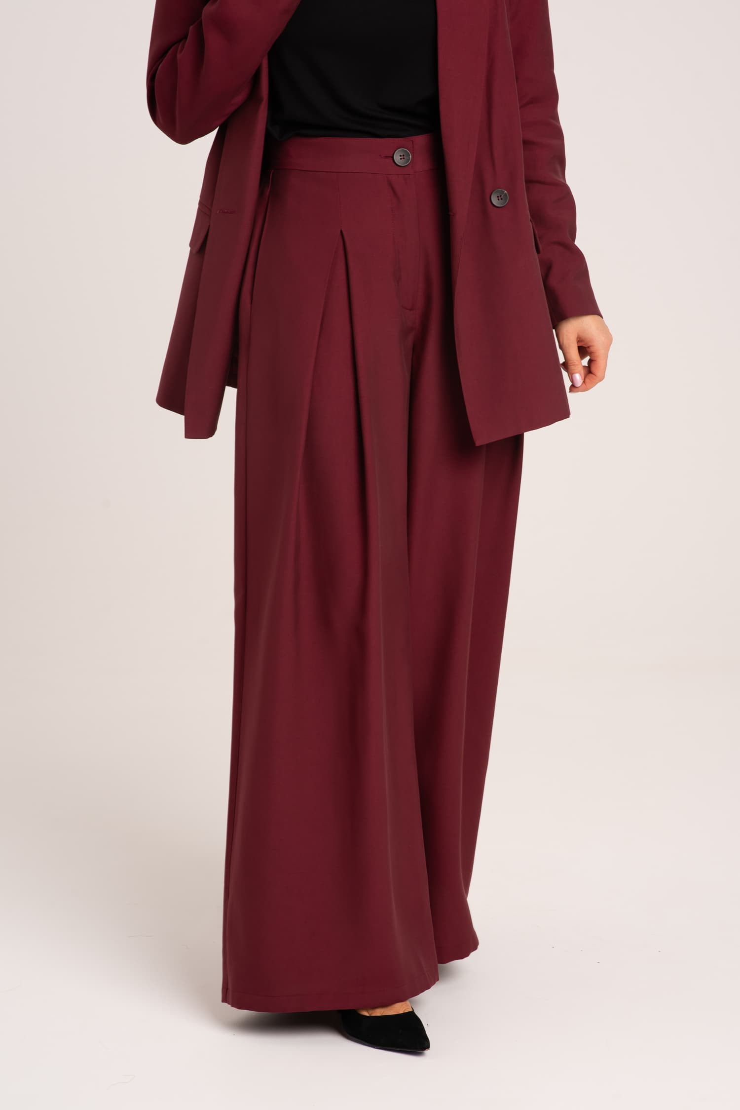 Burgundy Wide-Leg Trousers Victoria — photo 6