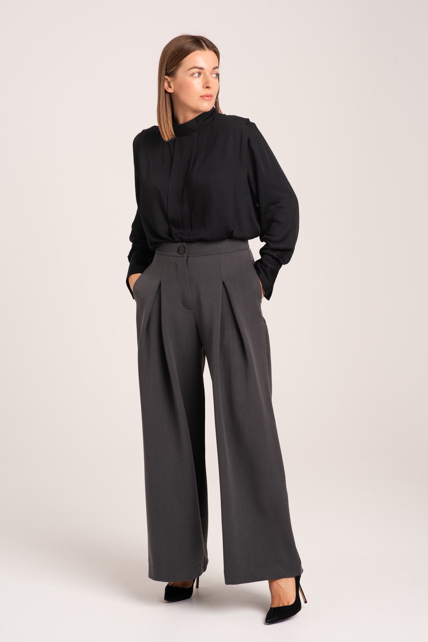 Graphite Pleated Trousers Victoria — photo 3