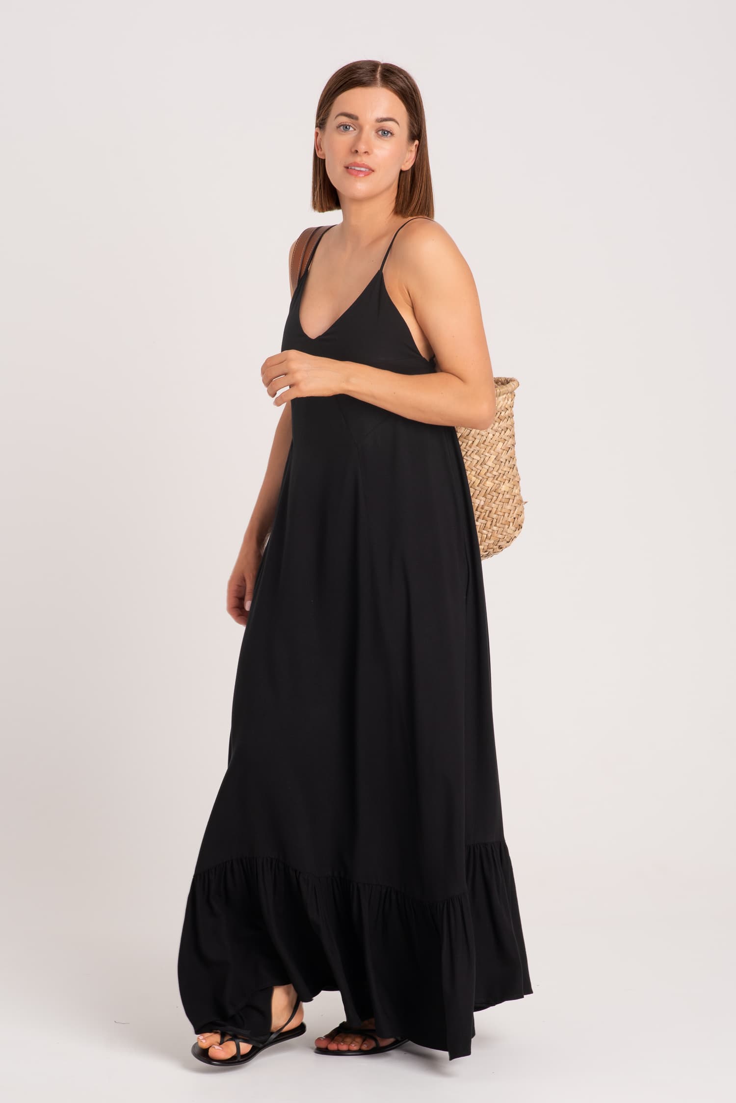 Black Summer Maxi Dress with Open Back ZOE — photo 3