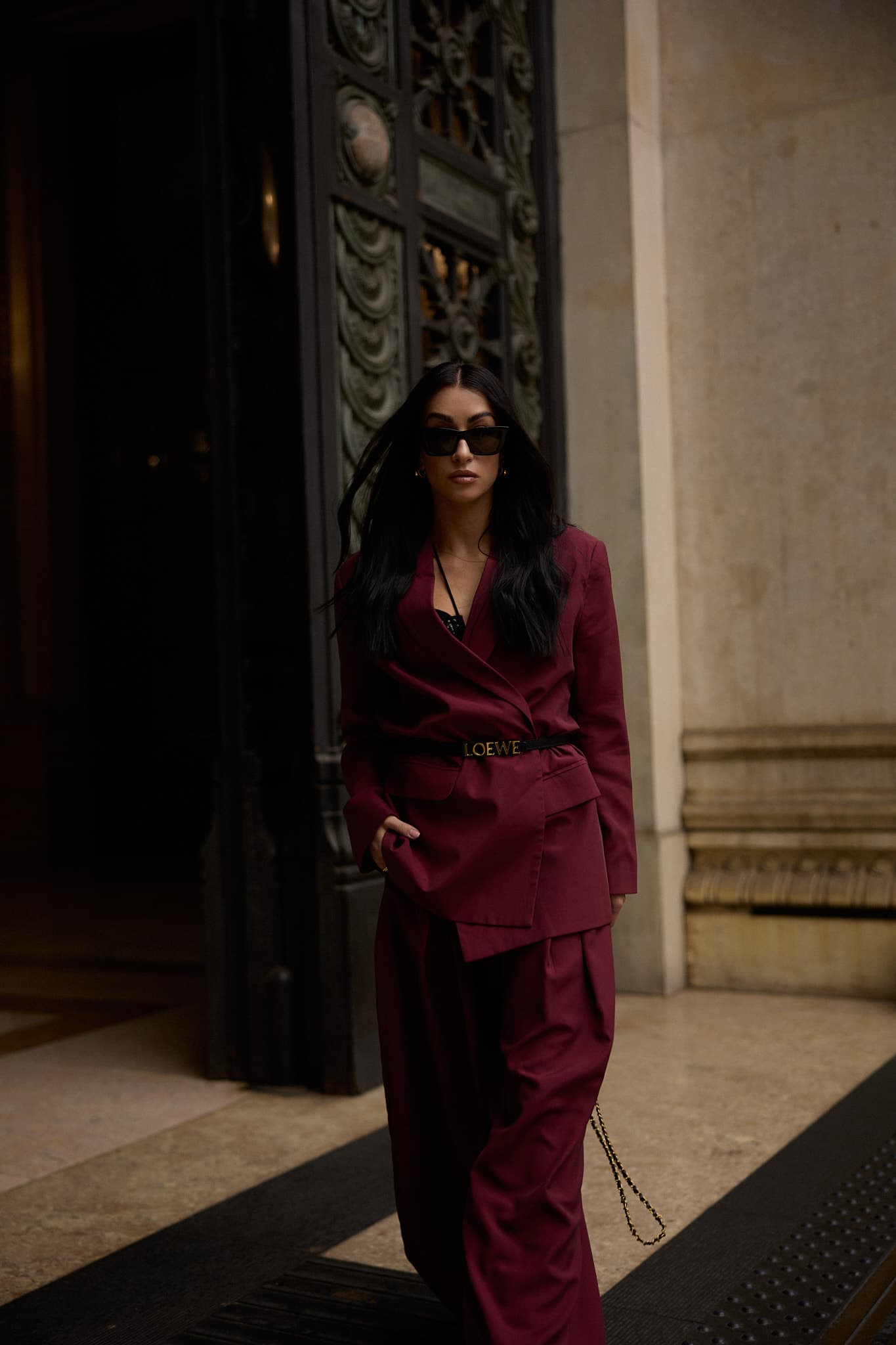 Burgundy Wide-Leg Trousers Victoria — photo 12