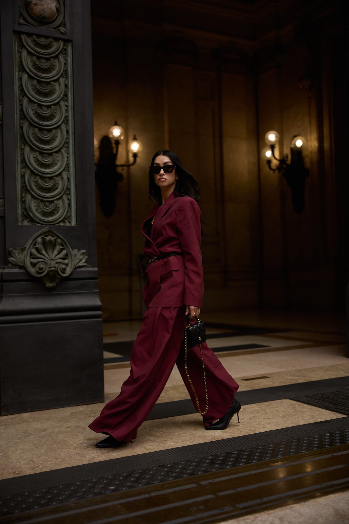 Burgundy Wide-Leg Trousers Victoria — photo 10
