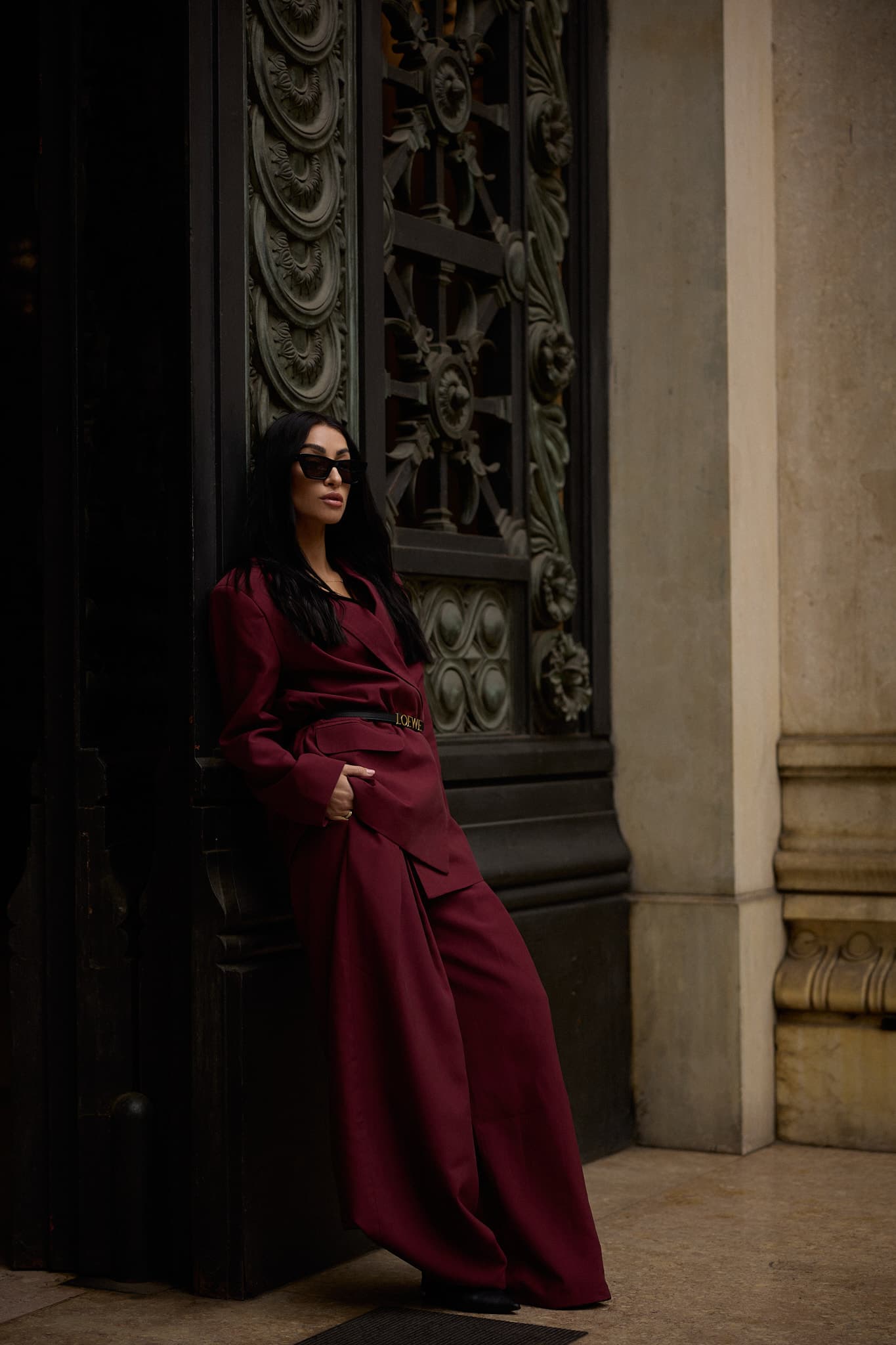 Burgundy Wide-Leg Trousers Victoria — photo 11