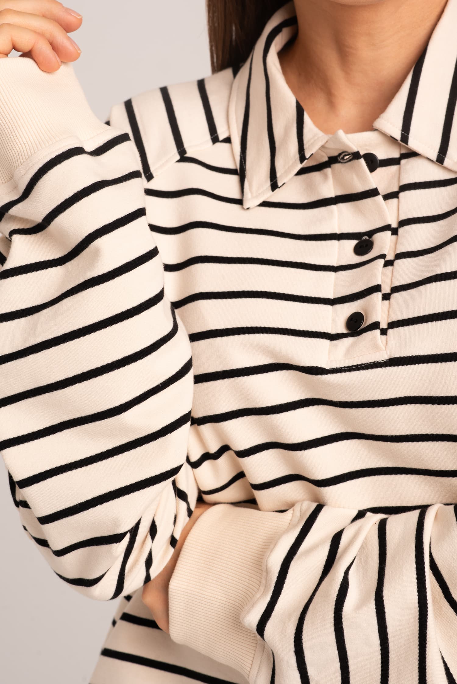 Brie Striped Collared Sweatshirt — photo 5
