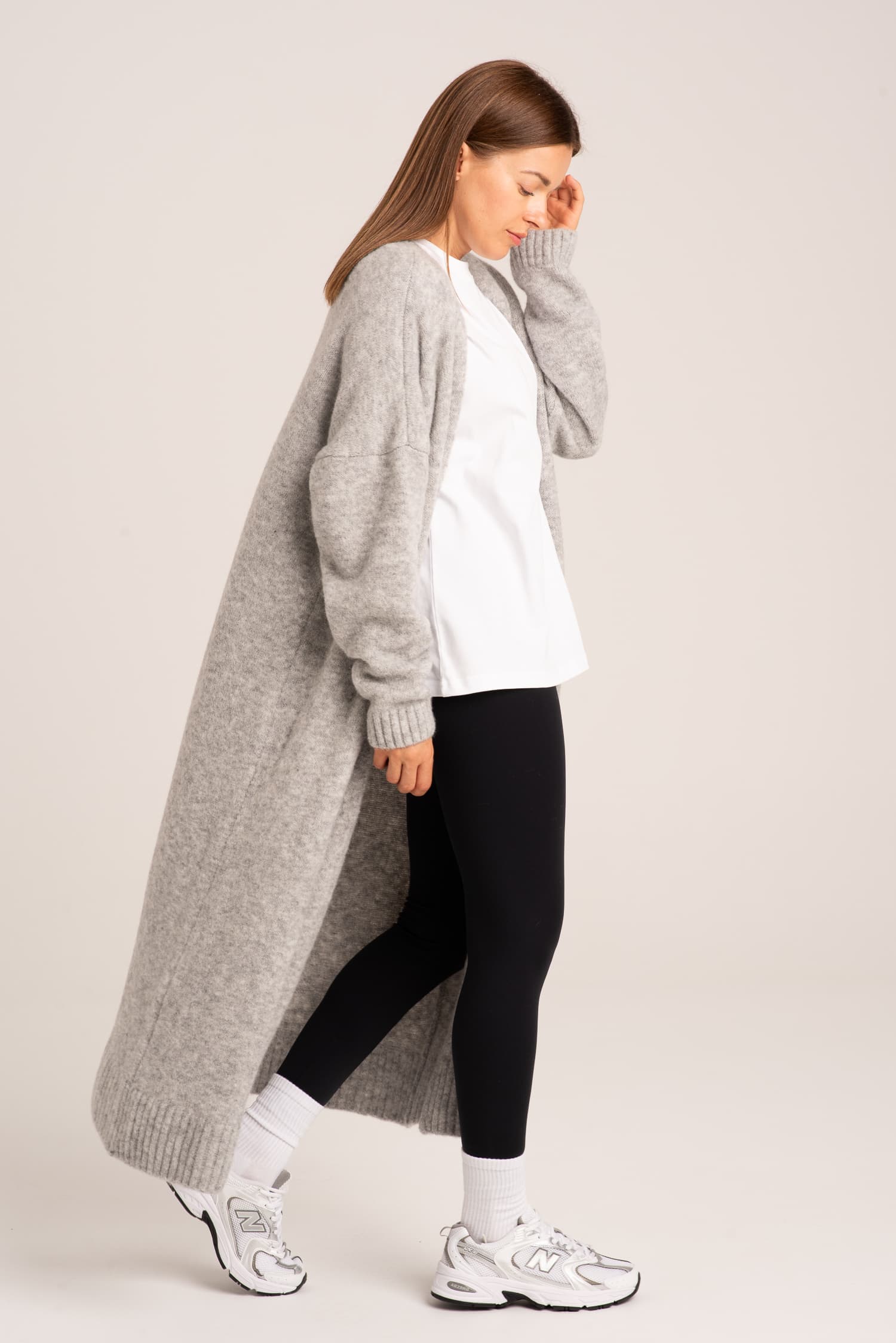Szary długi kardigan Synthia — zdjęcie 6